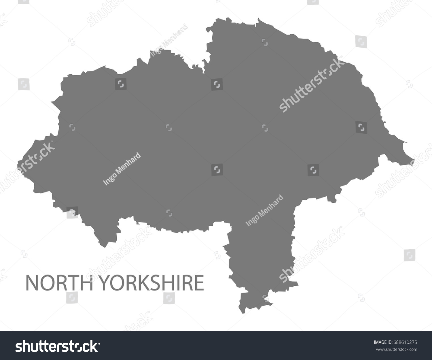 SVG of North Yorkshire county map England UK grey illustration silhouette shape svg