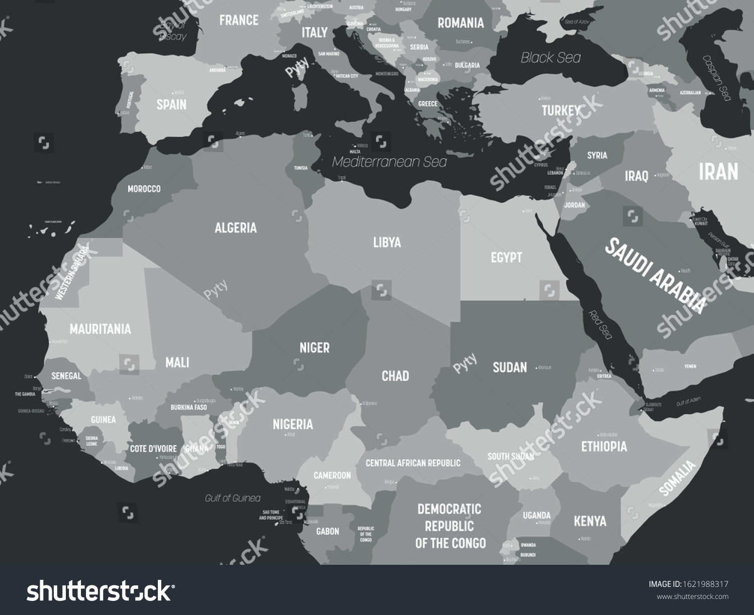 Northern Africa Map Grey Colored On Stock Vector (Royalty Free) 1621988317