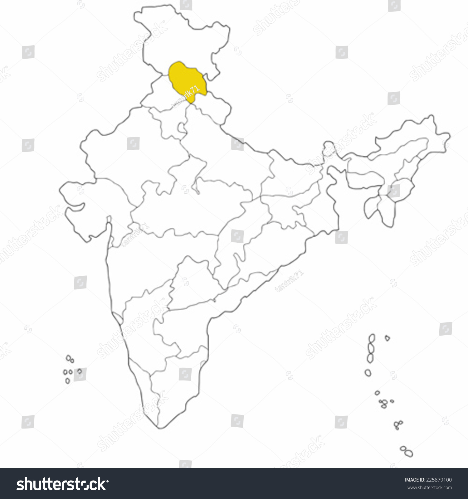 Northern State Himachal Pradesh On Map Stock Vector (Royalty Free ...