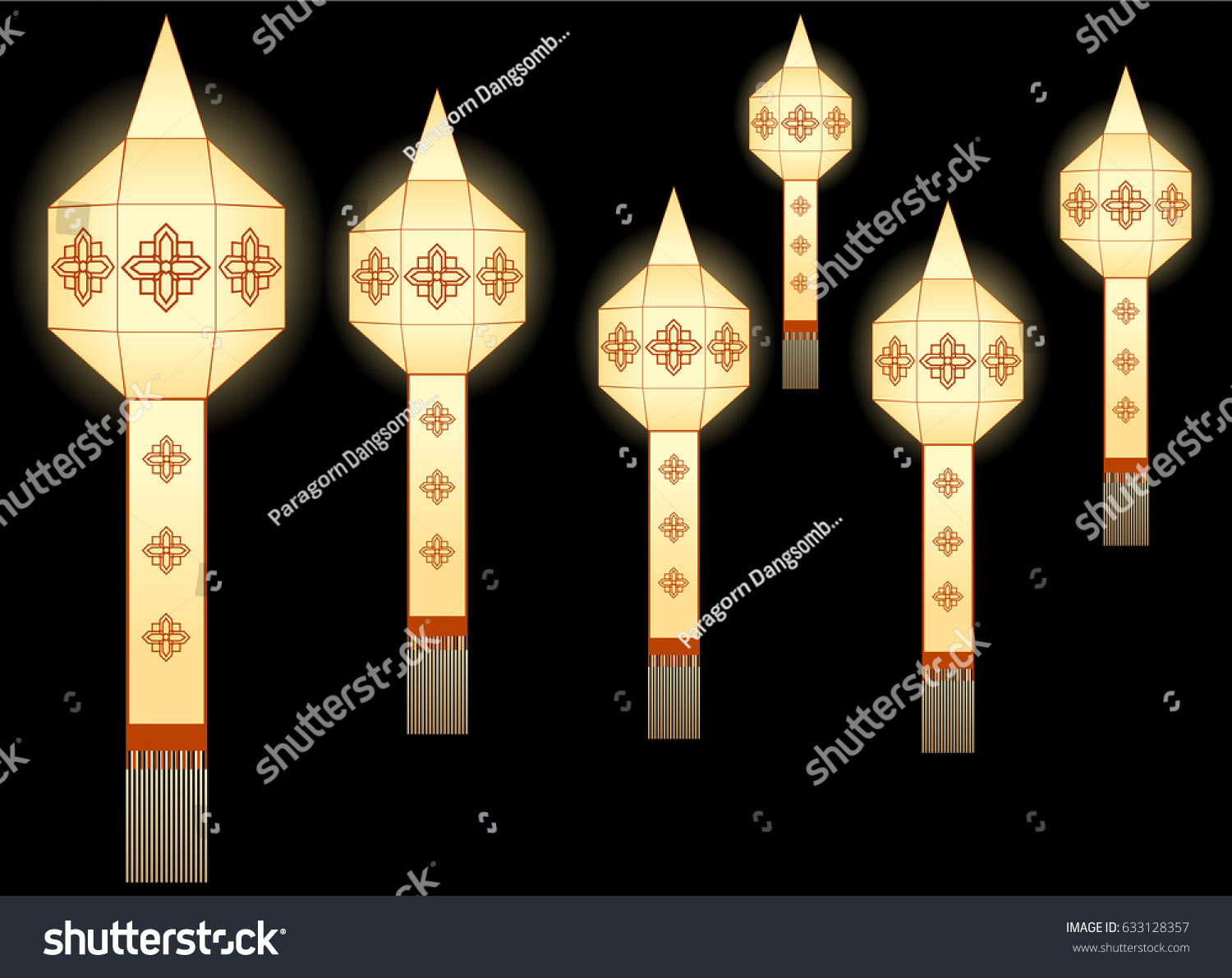 SVG of Northern thai style paper lamp lighting graphic vector
 svg