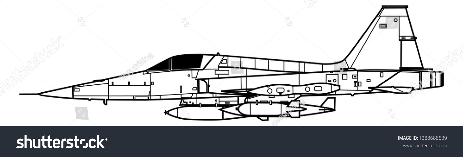 Vektor Stok Northrop F A Freedom Fighter Outline Vector Tanpa Royalti