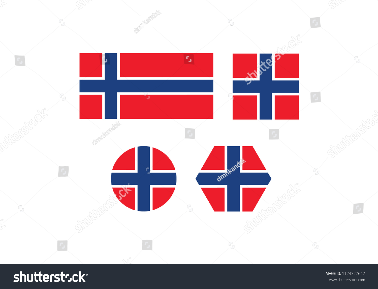 Norway National Flag Blue Red Cross Stock Vector (royalty Free) 1124327642