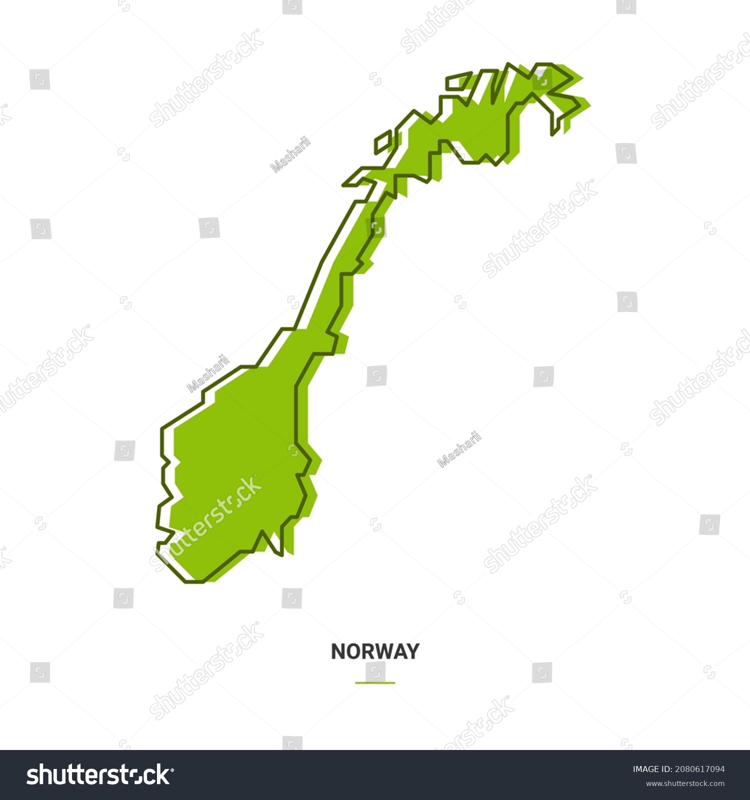 Norway Outline Map Green Colour Modern Stock Vector Royalty Free   Stock Vector Norway Outline Map With Green Colour Modern Simple Line Cartoon Design Eps Vector 2080617094 