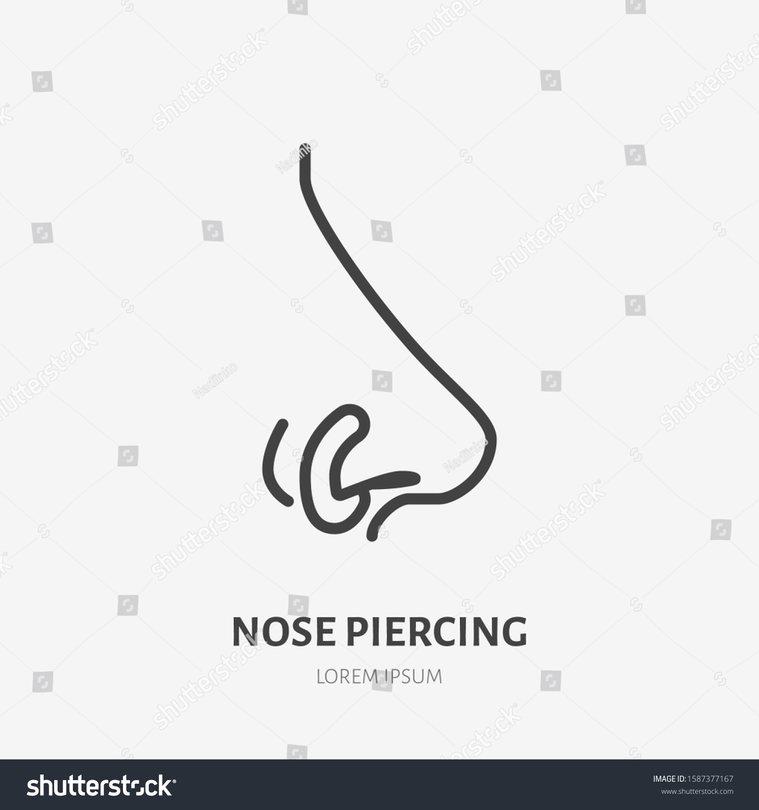 Nose Piercing Line Icon Vector Pictogram Stock Vector (Royalty Free ...