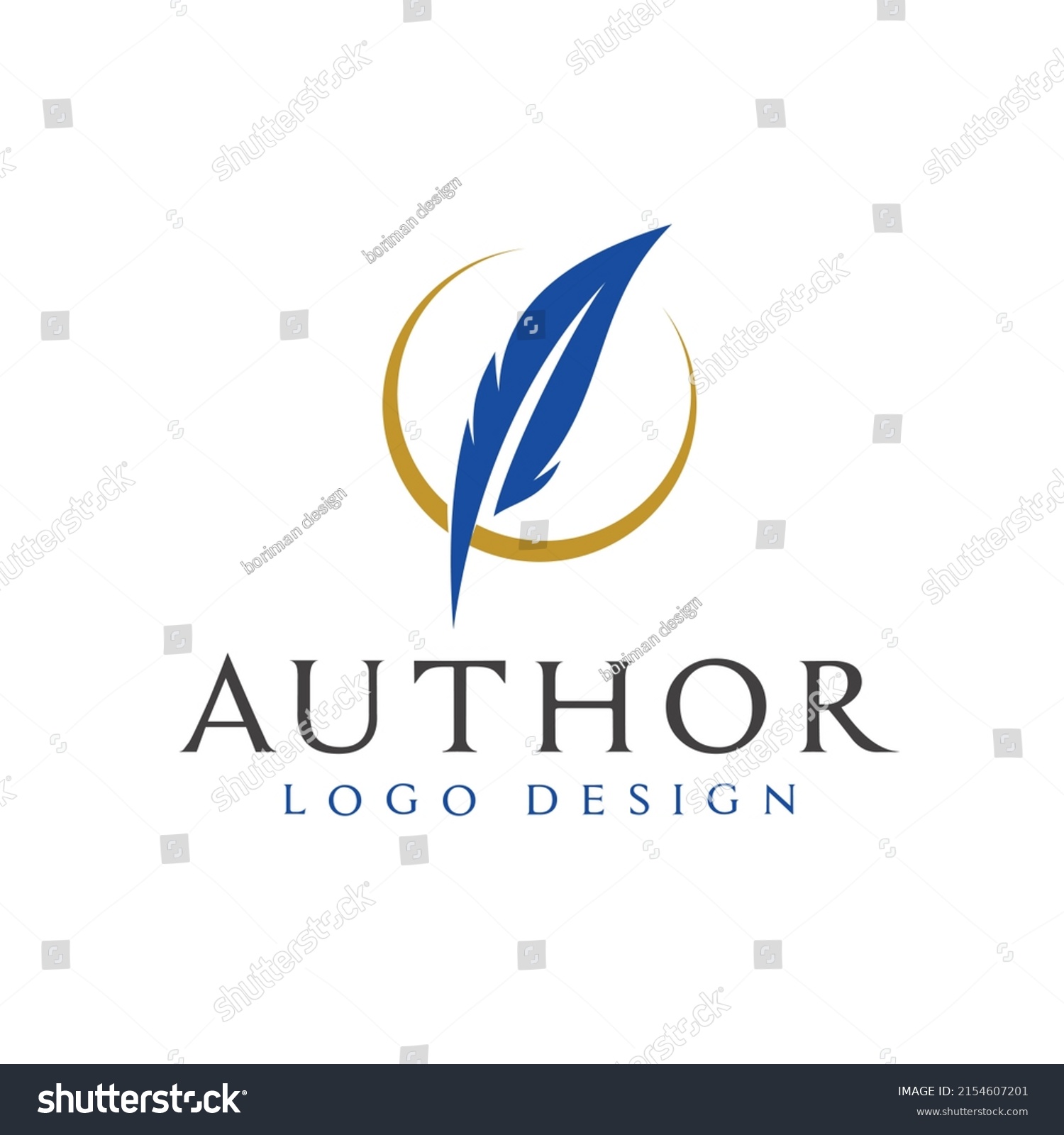 Notary Logo Design Vector Illustration Feather Stock Vector (Royalty ...