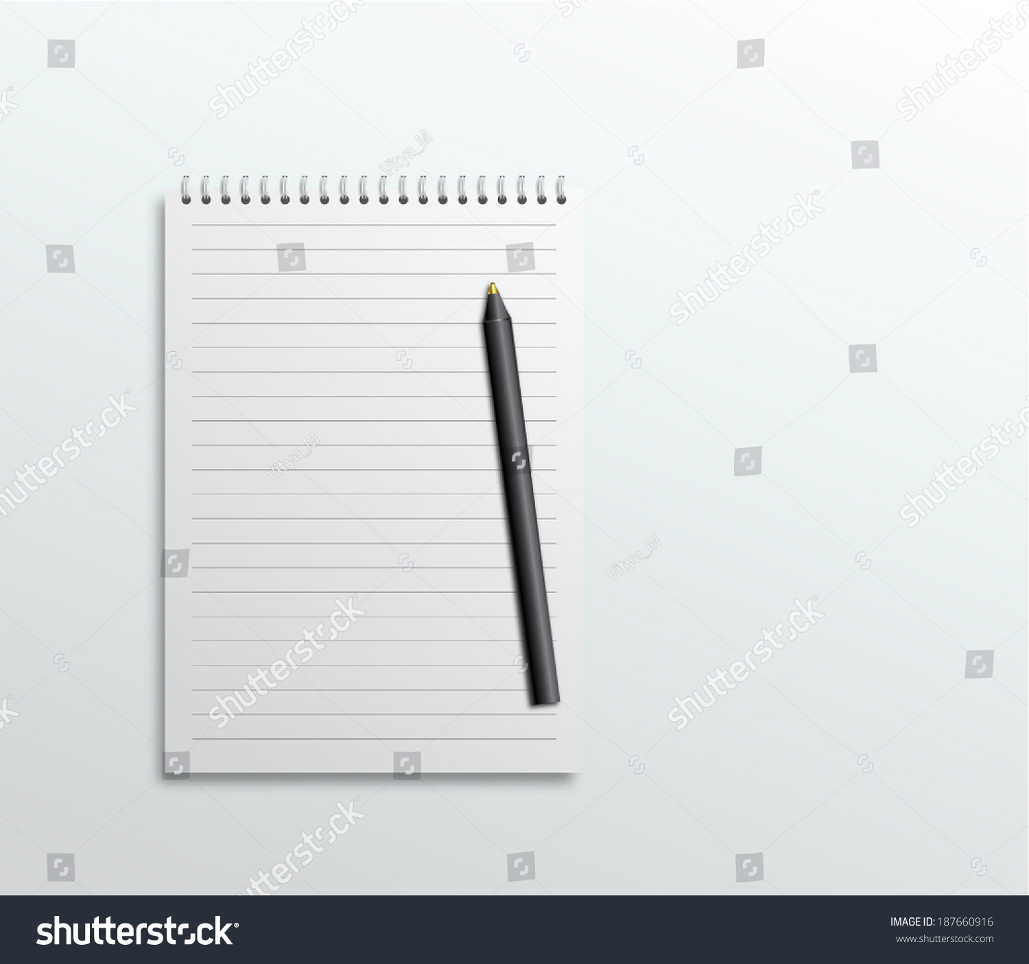 Notebook And Pen Isolated On White Background Stock Vector Illustration ...