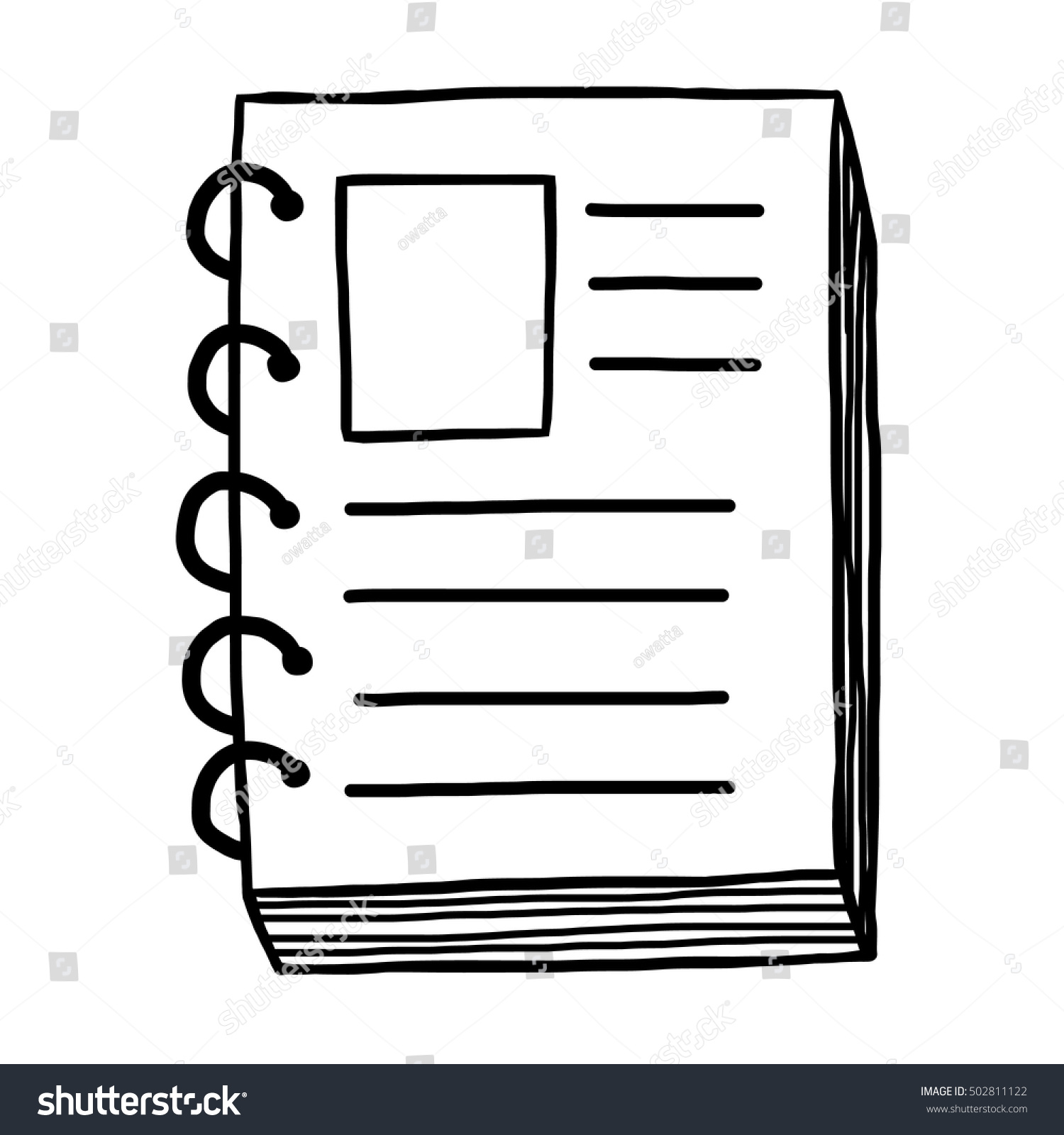 Notebook Cartoon Vector Illustration Black White Stock Vector (Royalty Free) 502811122