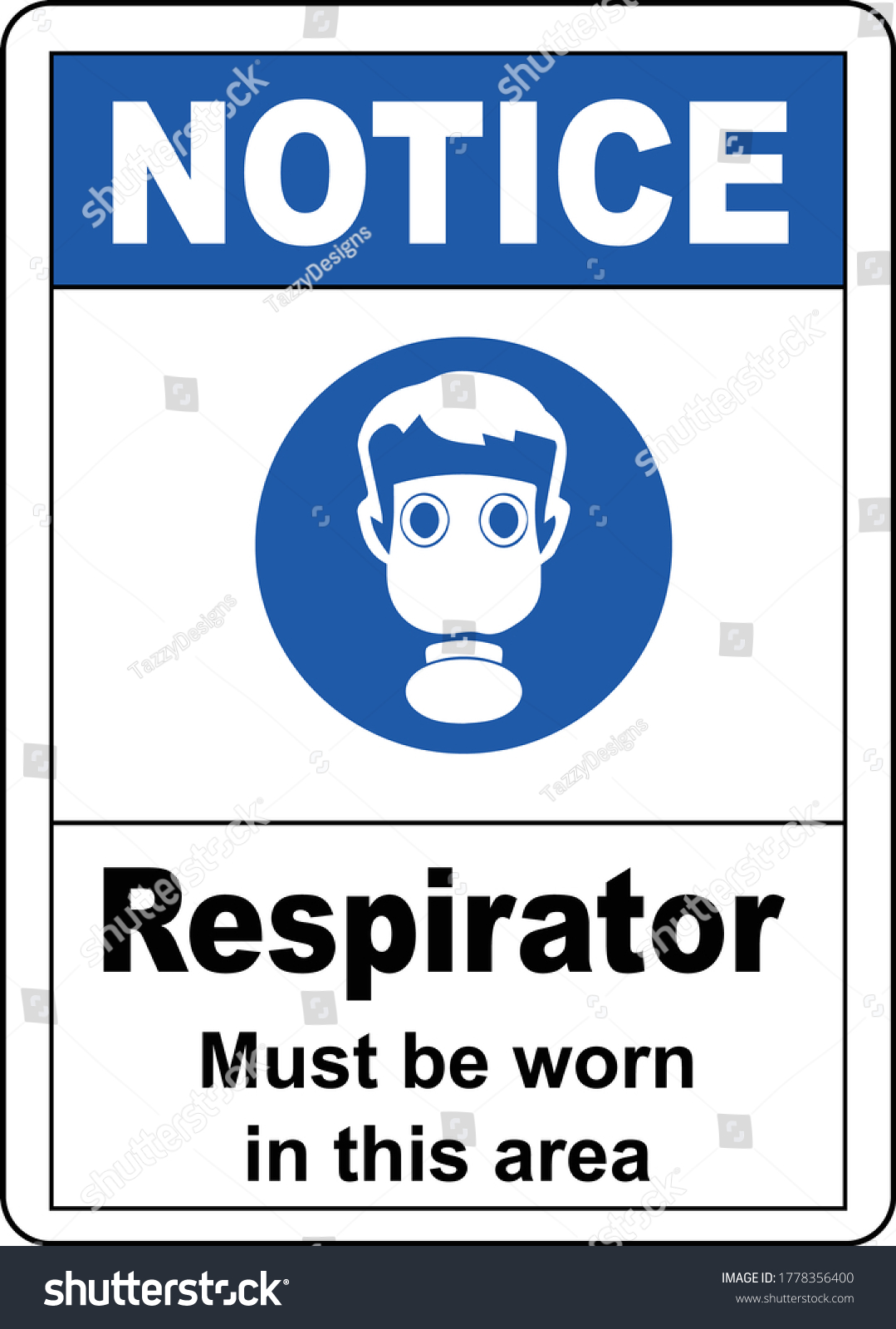 Vektor Stok Notice Respirator Must Be Worn Sign Tanpa Royalti Shutterstock