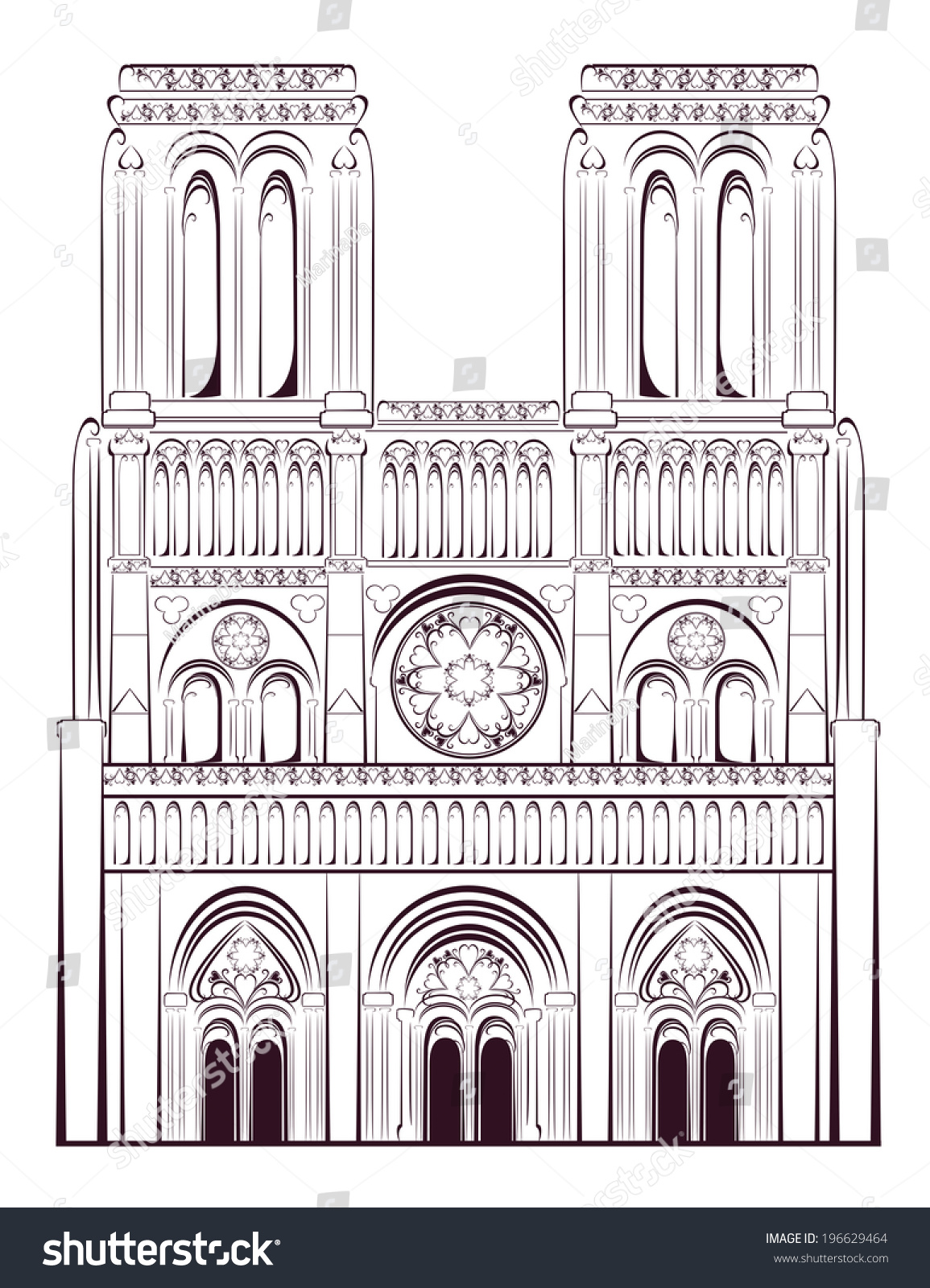 997 Notre dame drawing Stock Vectors, Images & Vector Art | Shutterstock