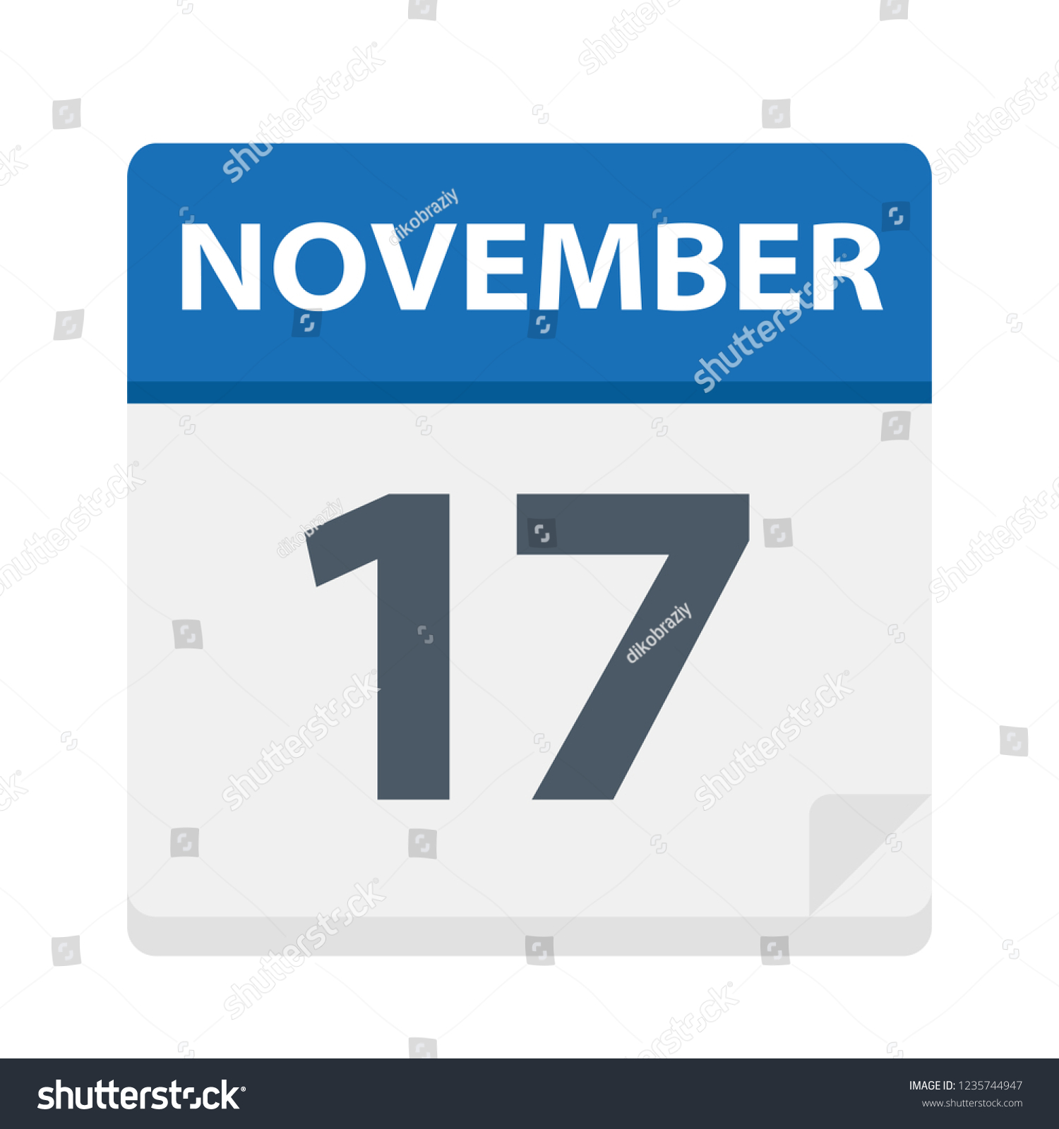 November 17 Calendar Icon Vector Illustration Stock Vector (Royalty ...