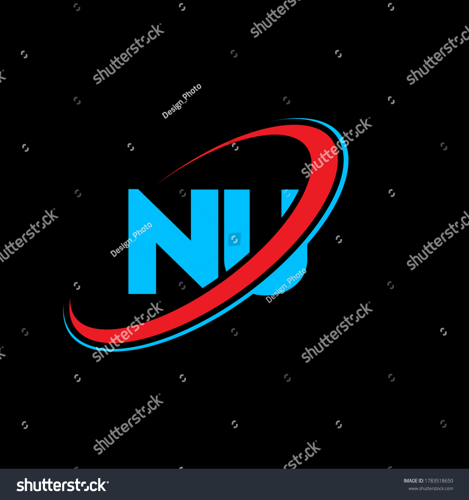 Nu N U Letter Logo Design Stock Vector (Royalty Free) 1783518650 ...