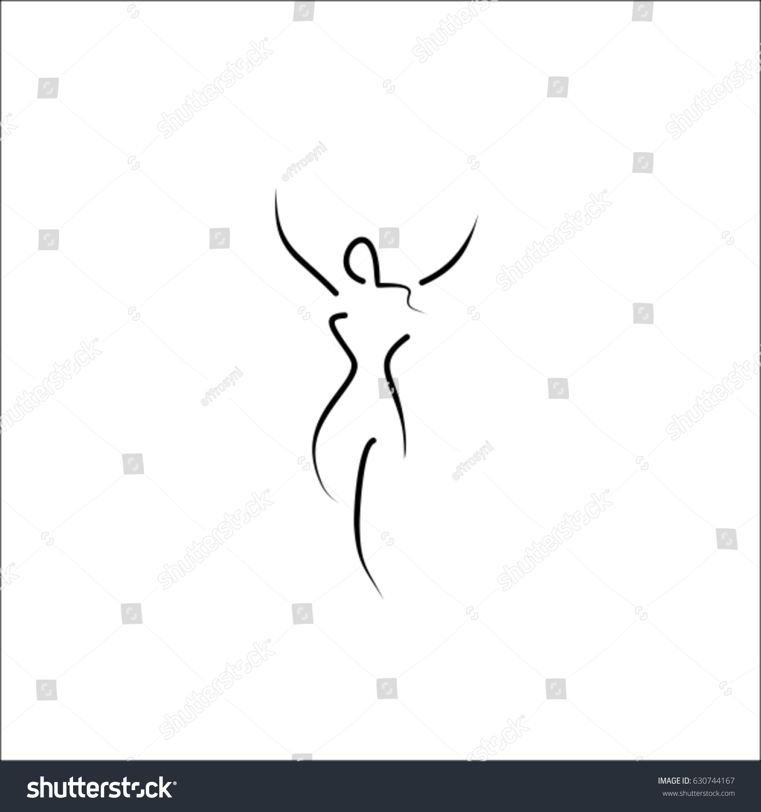 Vektor Stok Nude Woman Vector Line Illustration Tanpa Royalti Shutterstock