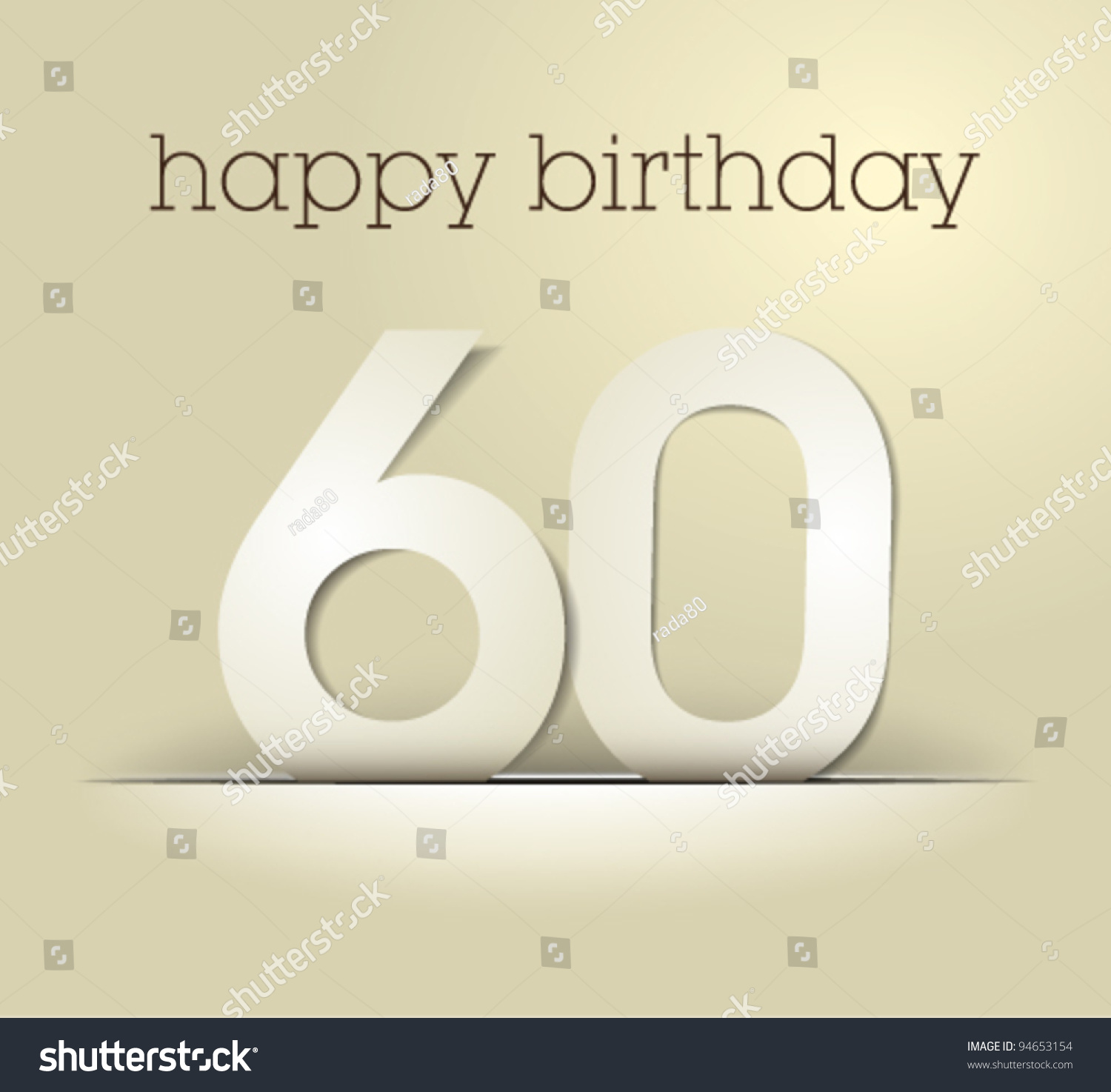 Number 60 Birthday Card Vector Simple Stock Vector 94653154 - Shutterstock