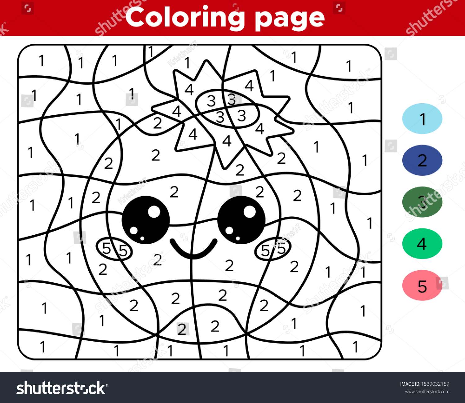 Number Coloring Page Preschool Children Cute Stock Vector Royalty ...