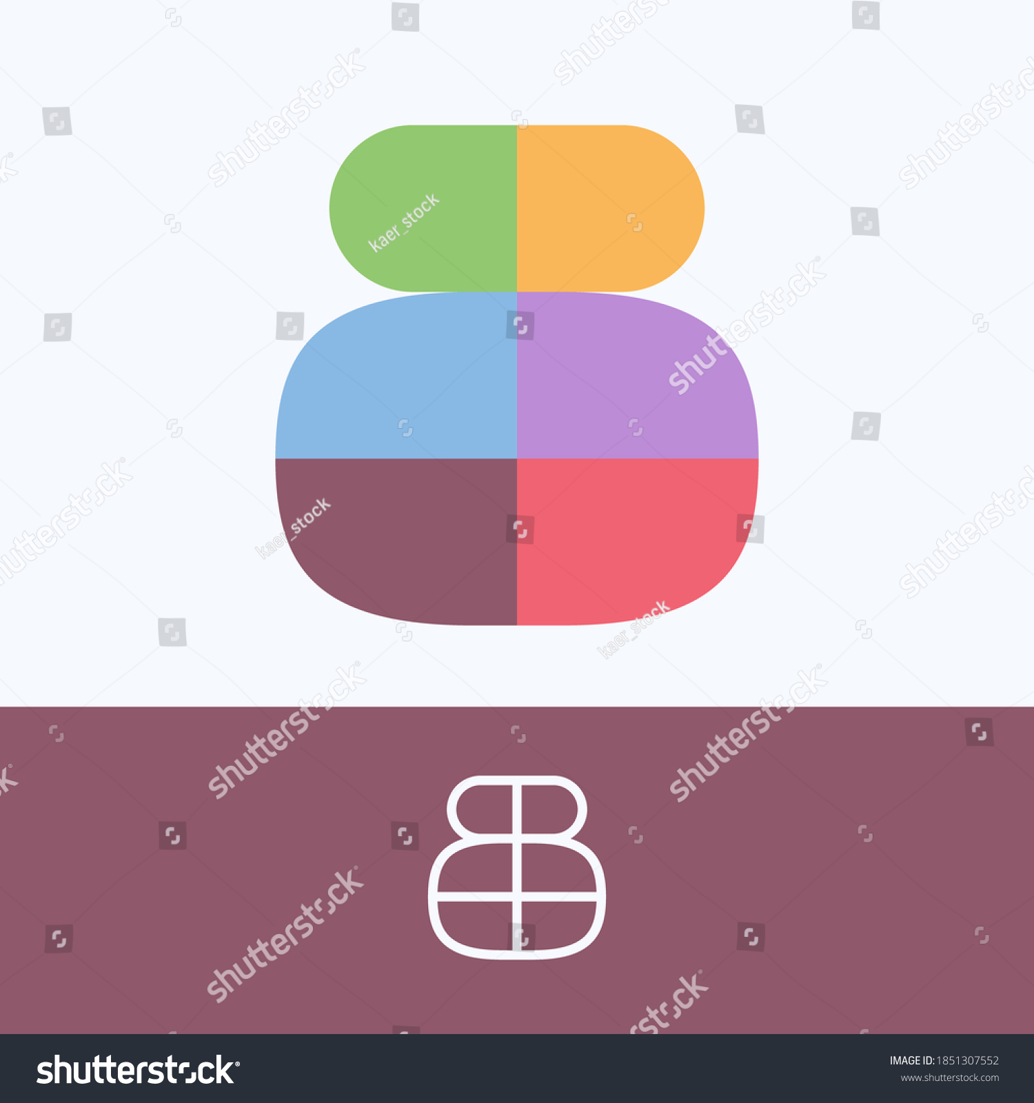 SVG of Number eight logo made of block pattern with pretty dim colors. Vector template perfect to use in a cute corporate identity, greeting packaging, wedding posters, clothes design, and others.  svg