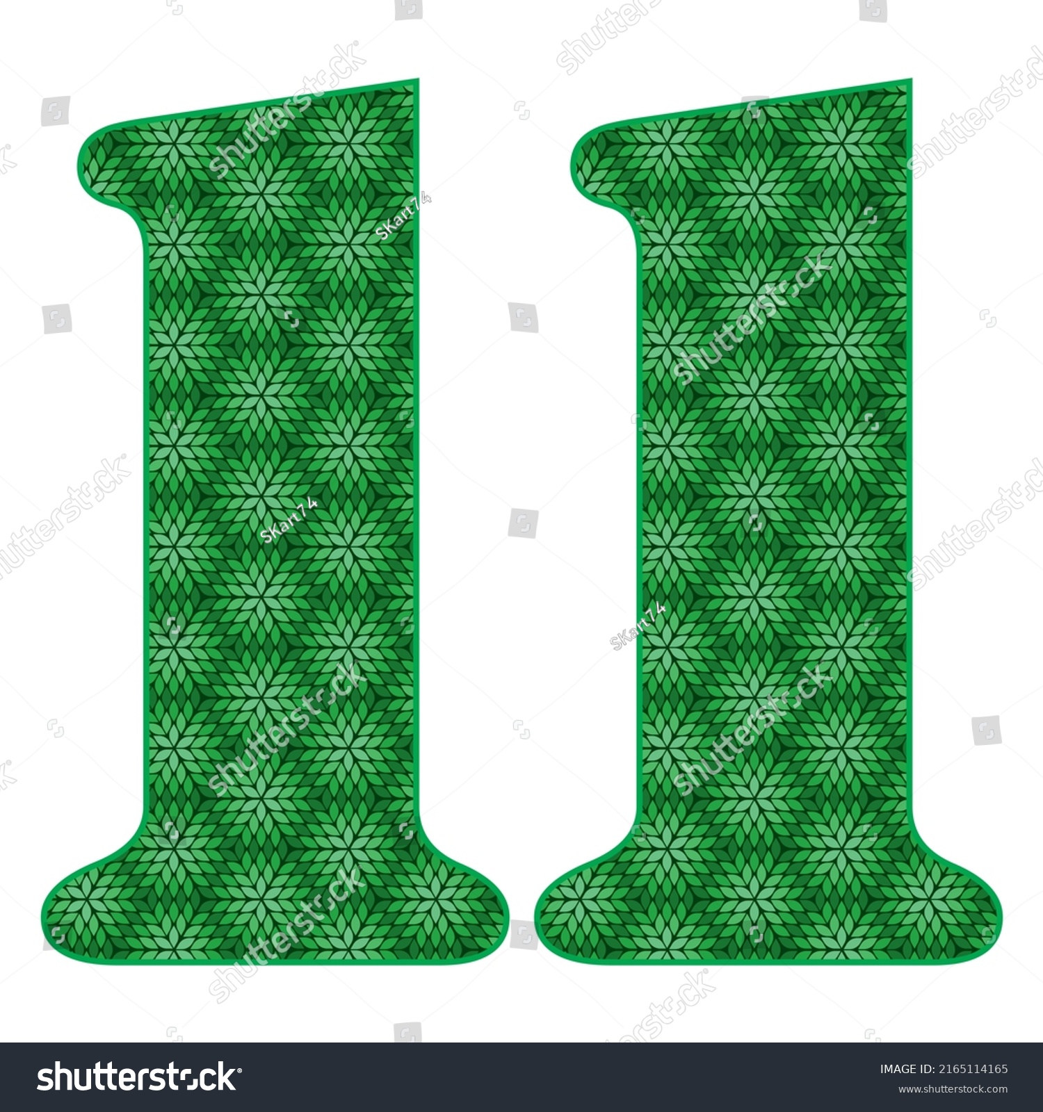 Number Eleven Leaves Pattern Vector Illustration Stock Vector Royalty