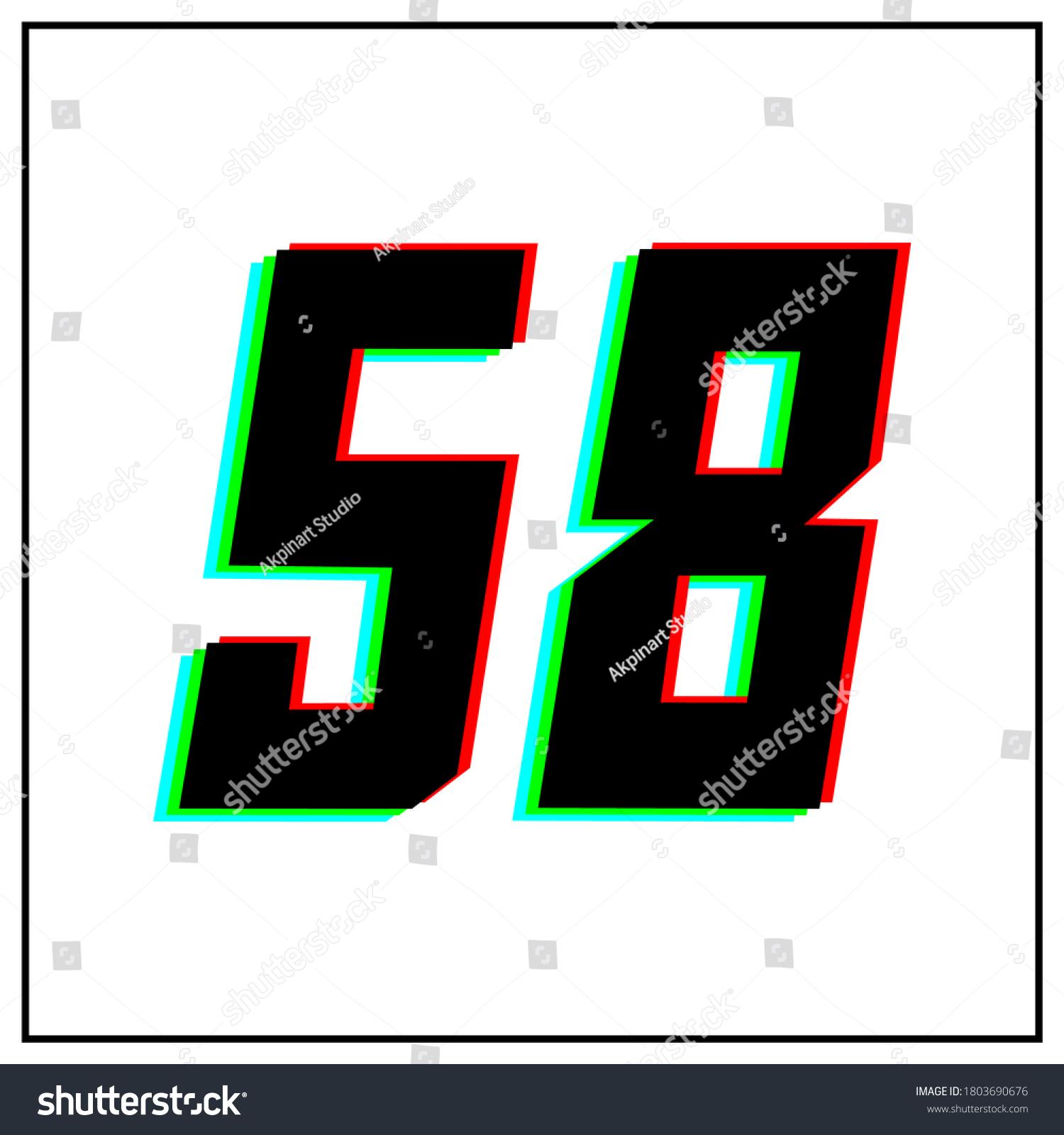 Number 58 Fifty Eight Vector Desing Stock Vector Royalty Free 1803690676