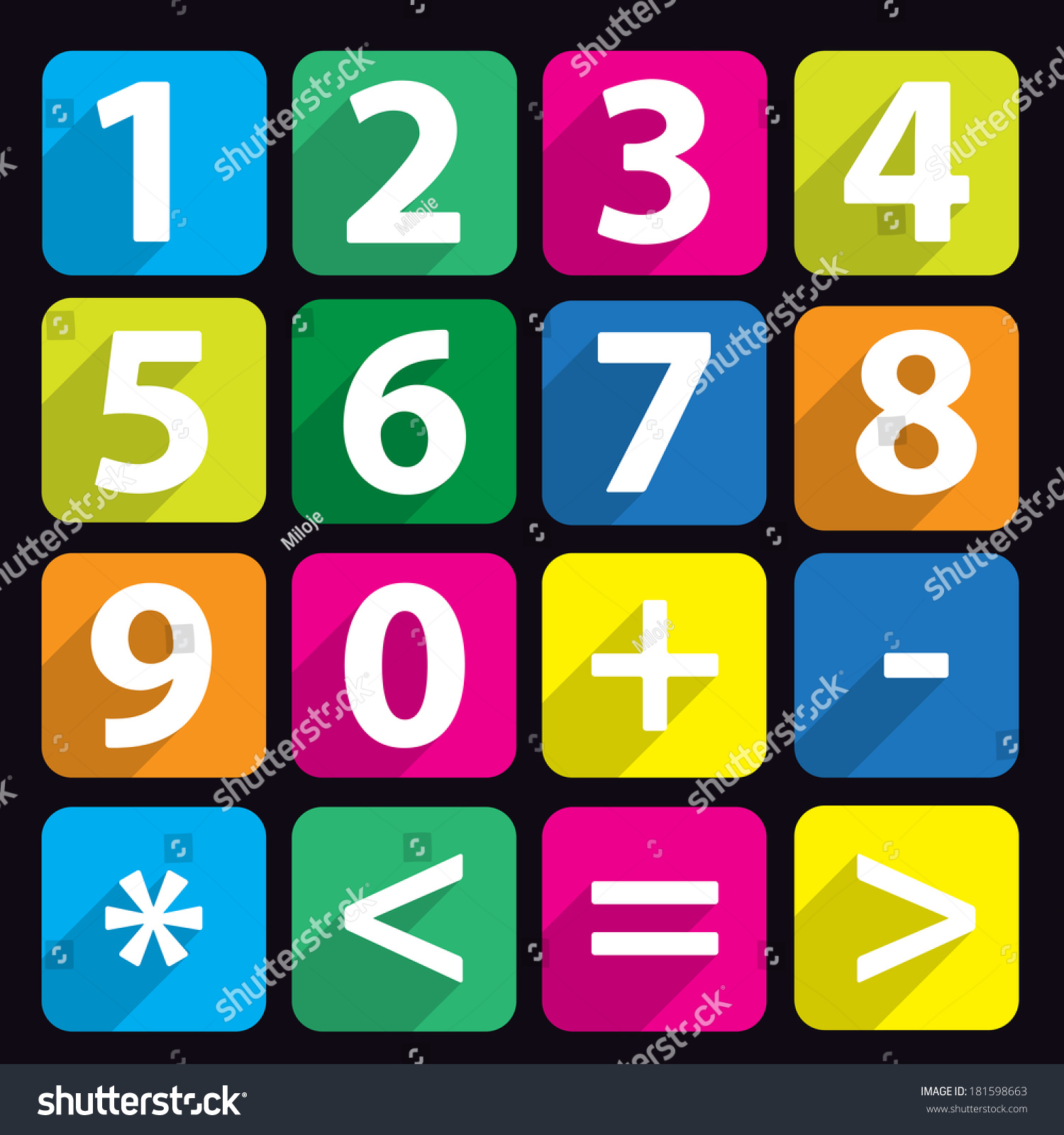 Number Flat Icon Set Stock Vector 181598663 - Shutterstock