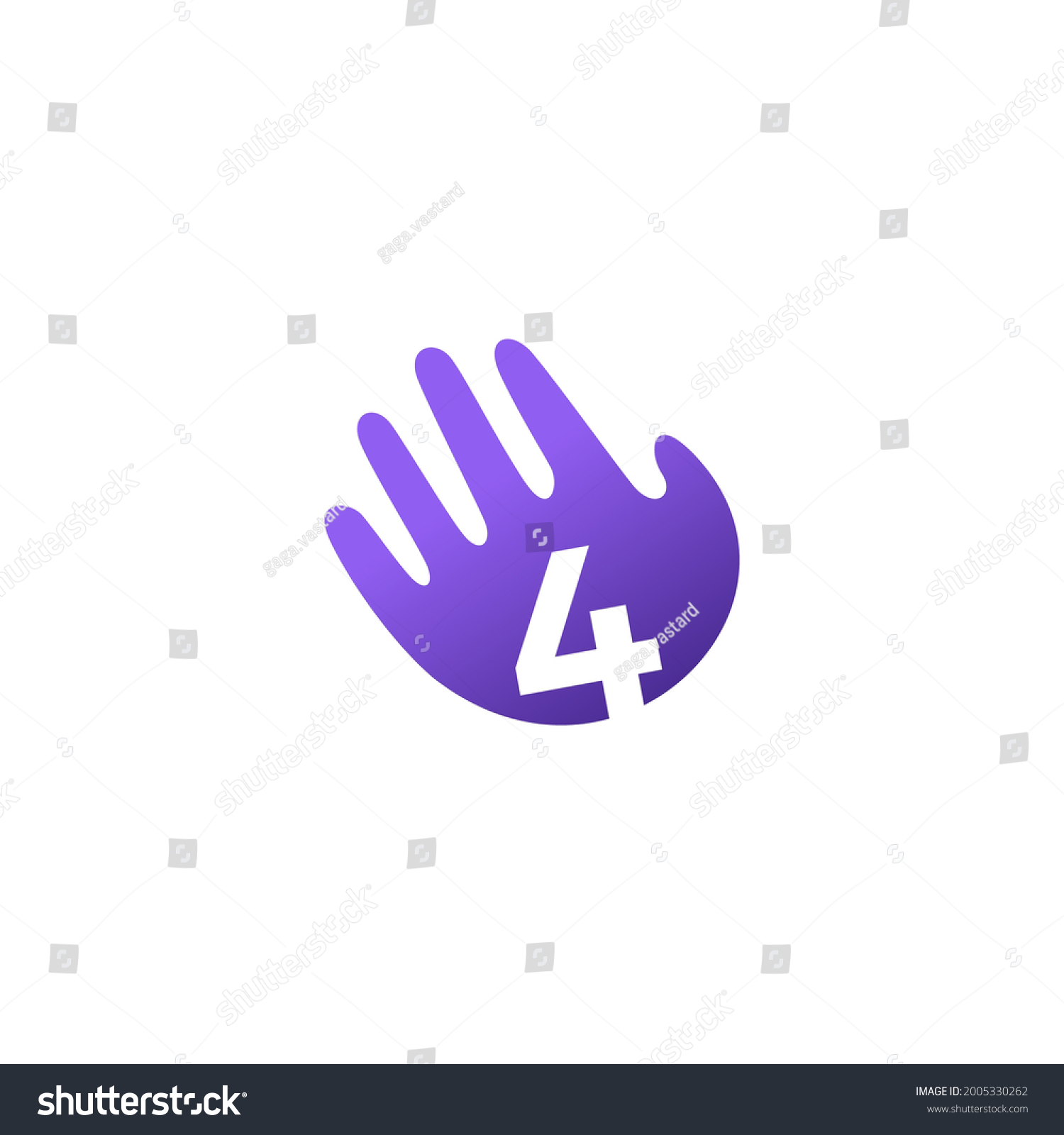 SVG of number four 4 hand palm hello logo vector icon illustration svg