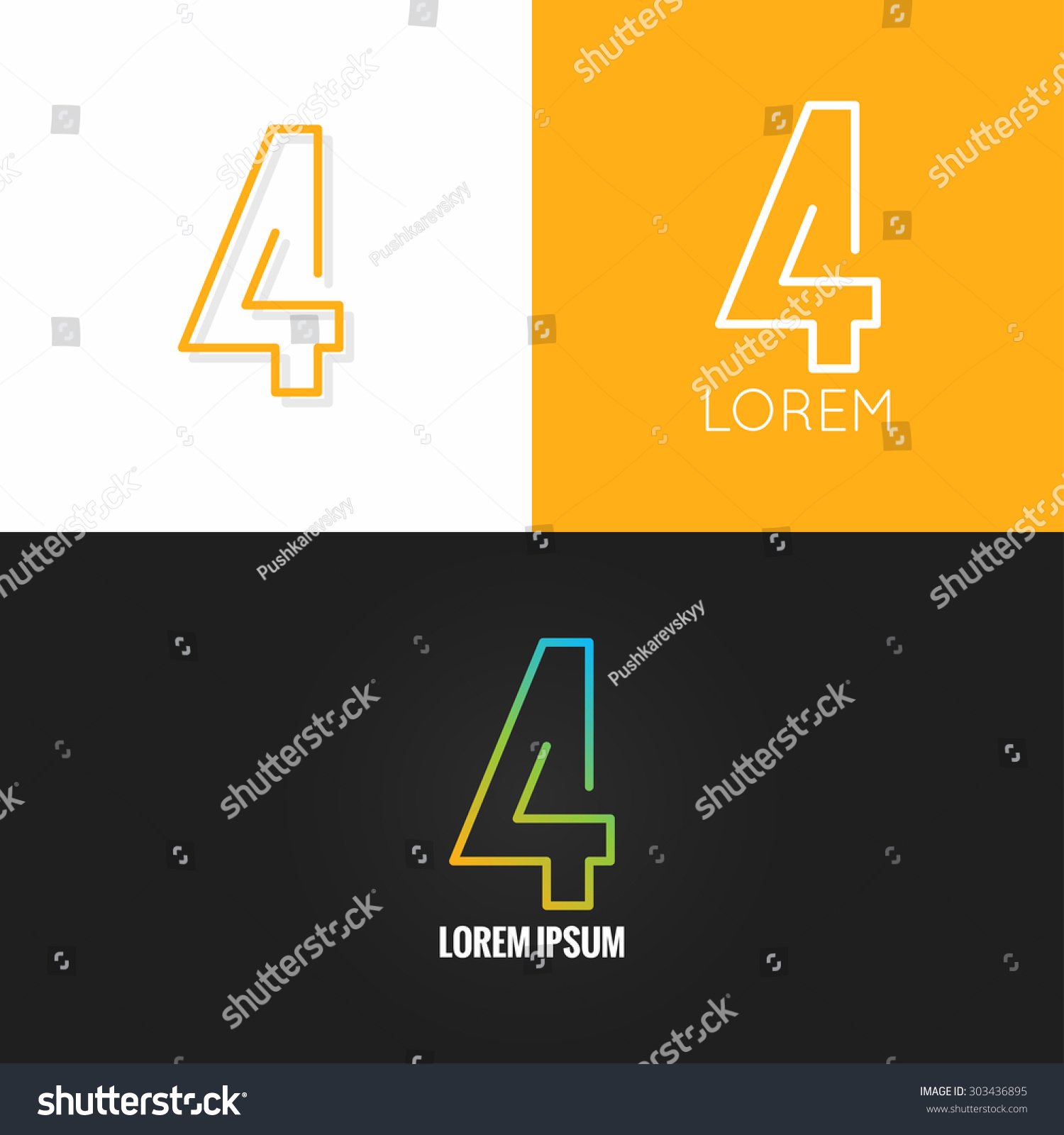 Number Four 4 Logo Design Icon Stock Vector (Royalty Free) 303436895 ...