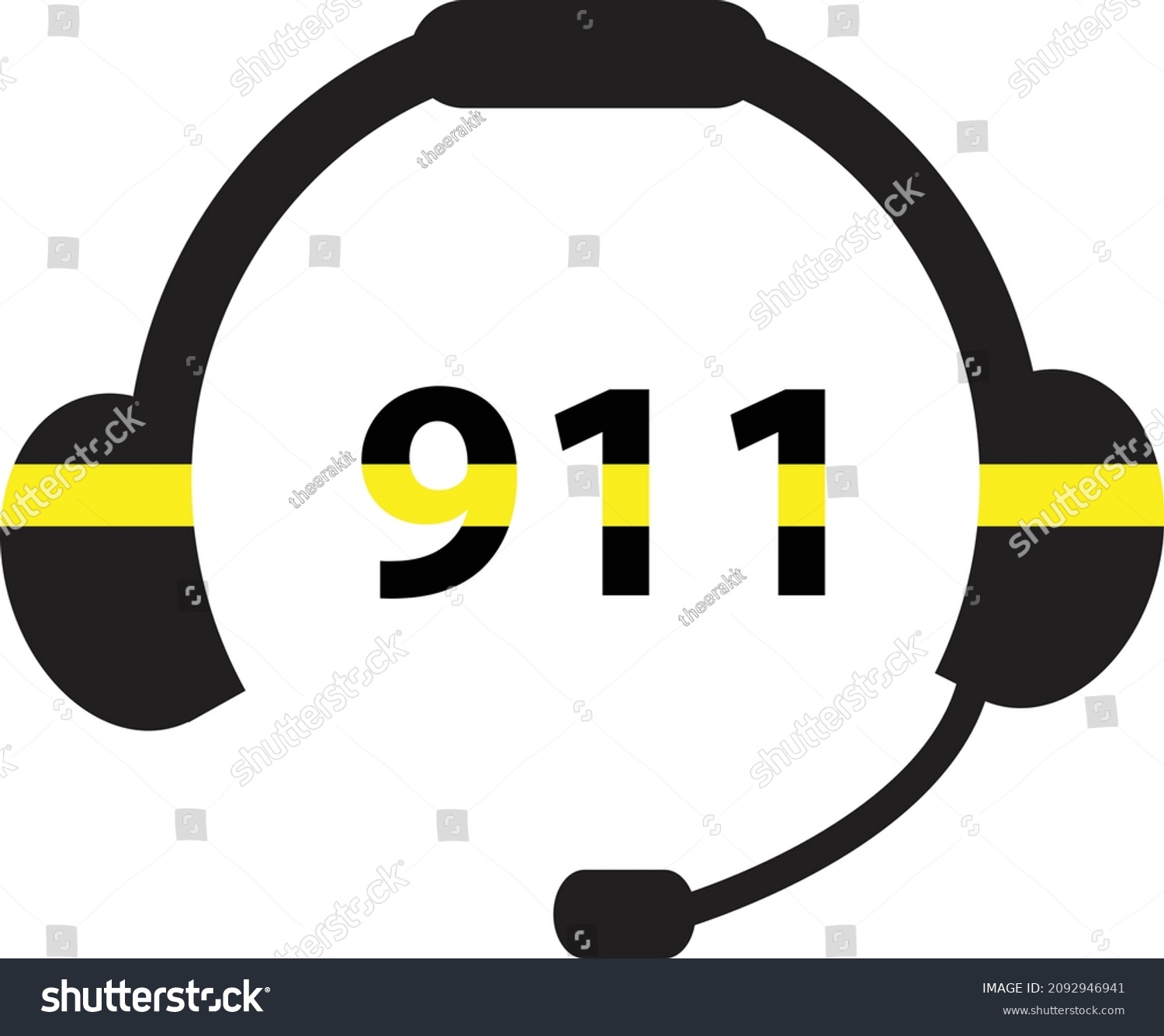 Number Icon On White Background 911 Stock Vector (Royalty Free) 2092946941