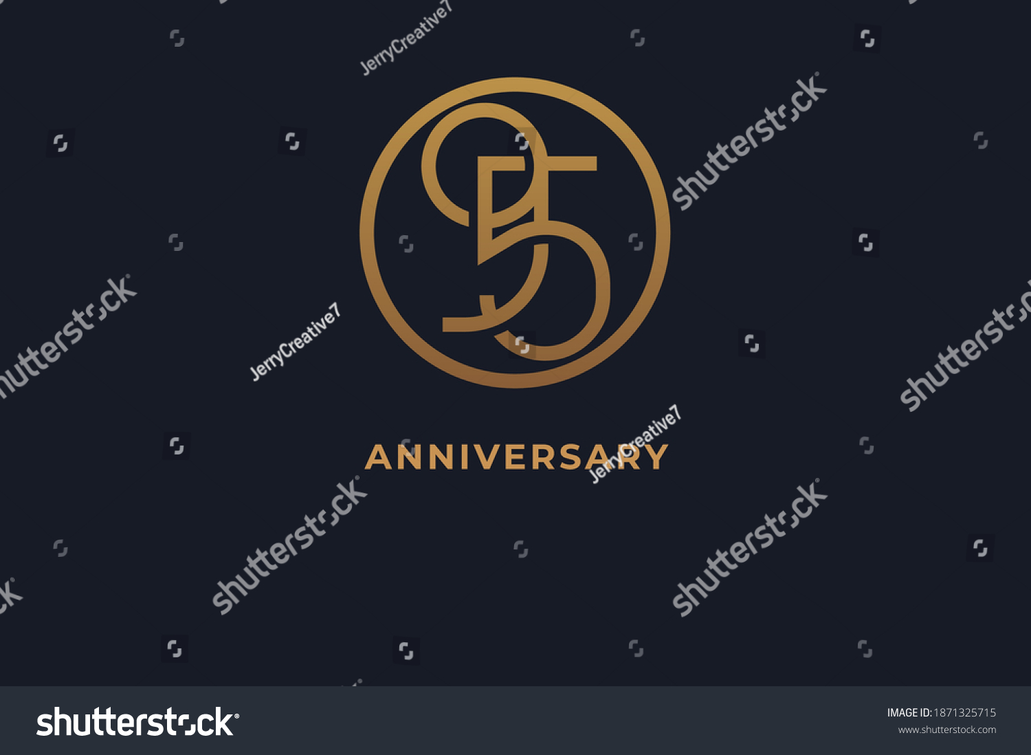SVG of Number 95 logo, gold line circle with number inside, usable for anniversary and invitation, golden number design template, vector illustration svg
