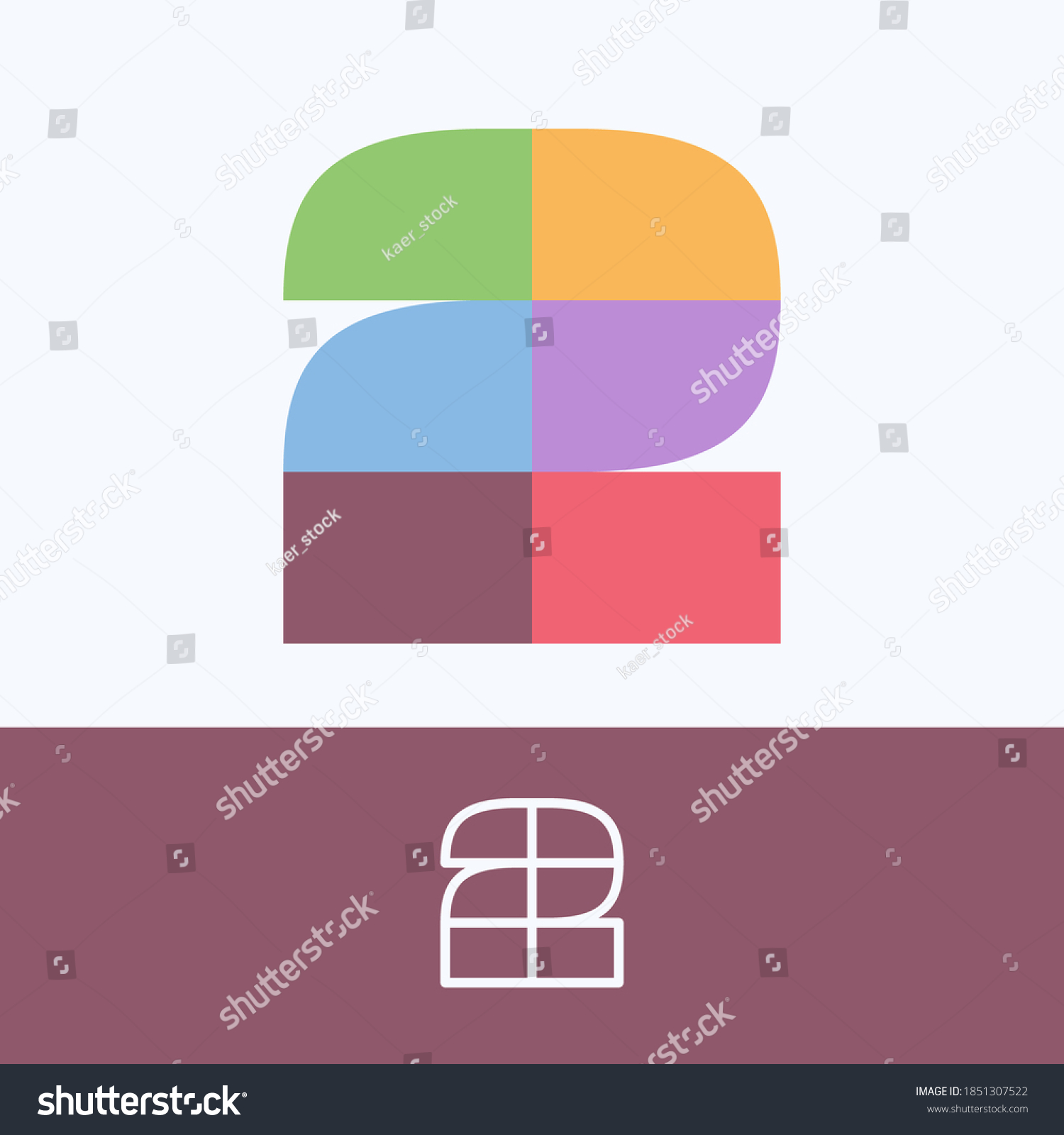 SVG of Number 2 logo made of block pattern with pretty dim colors. Vector template perfect to use in a cute corporate identity, greeting packaging, wedding posters, clothes design, and others.  svg