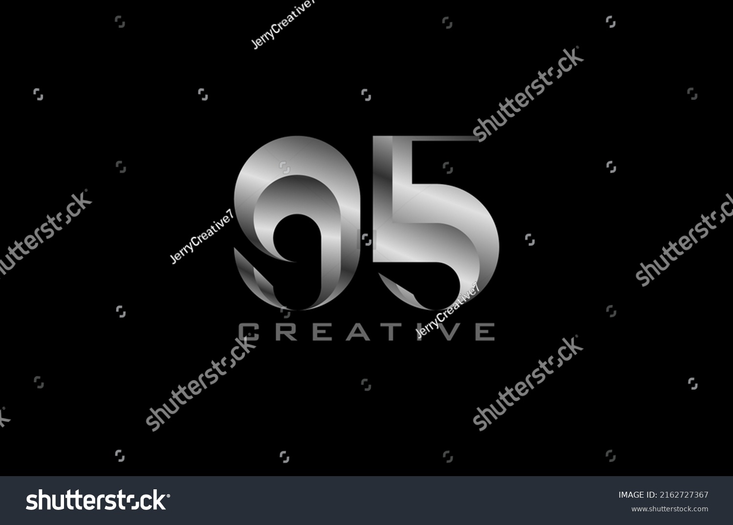 SVG of Number 95 Logo, modern number 95 in silver steel style, usable for anniversary and business logos, vector illustration svg