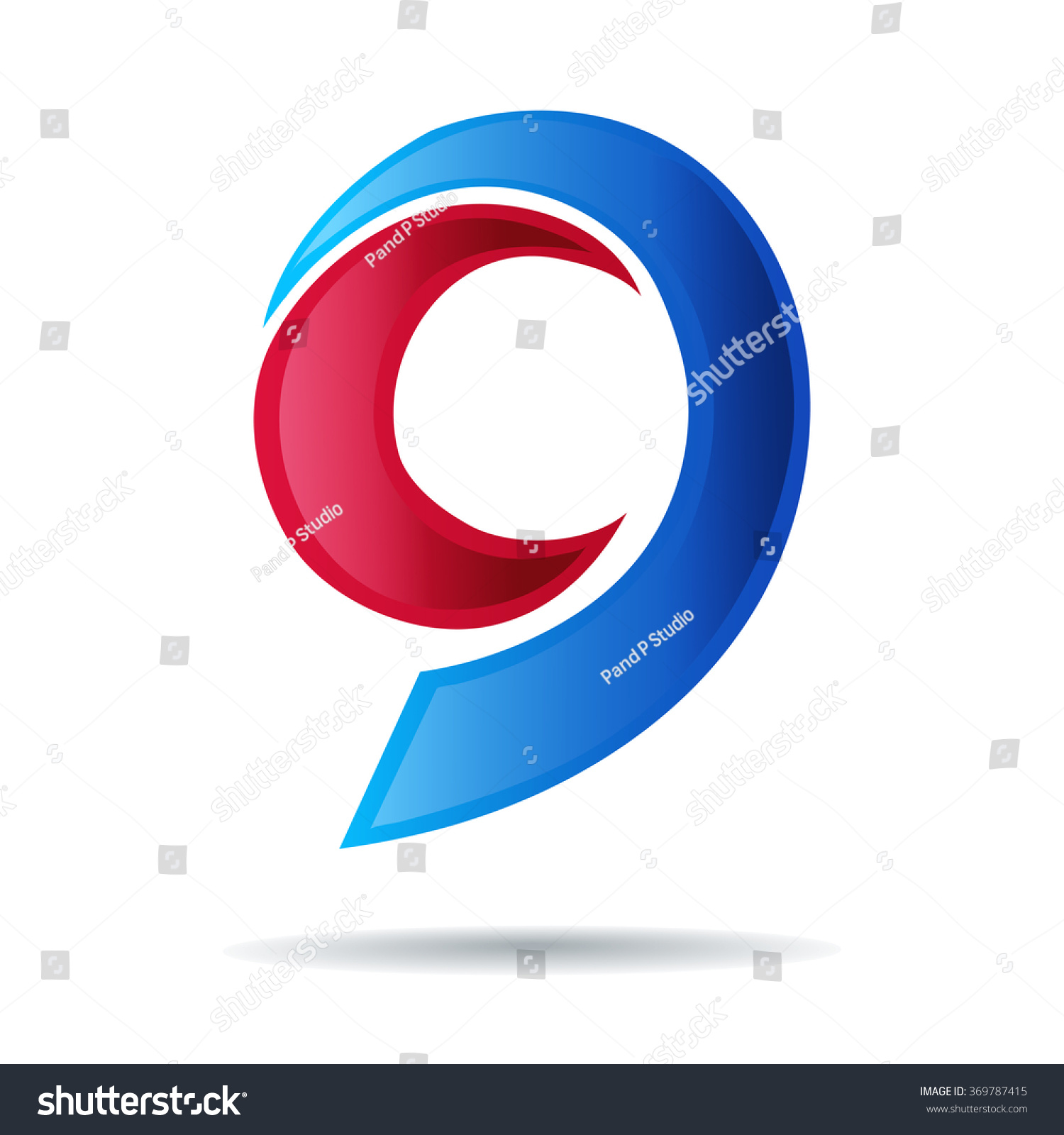 9 number vector logo Blue Vector Logo Number Nine Glossy Red Stock 369787415