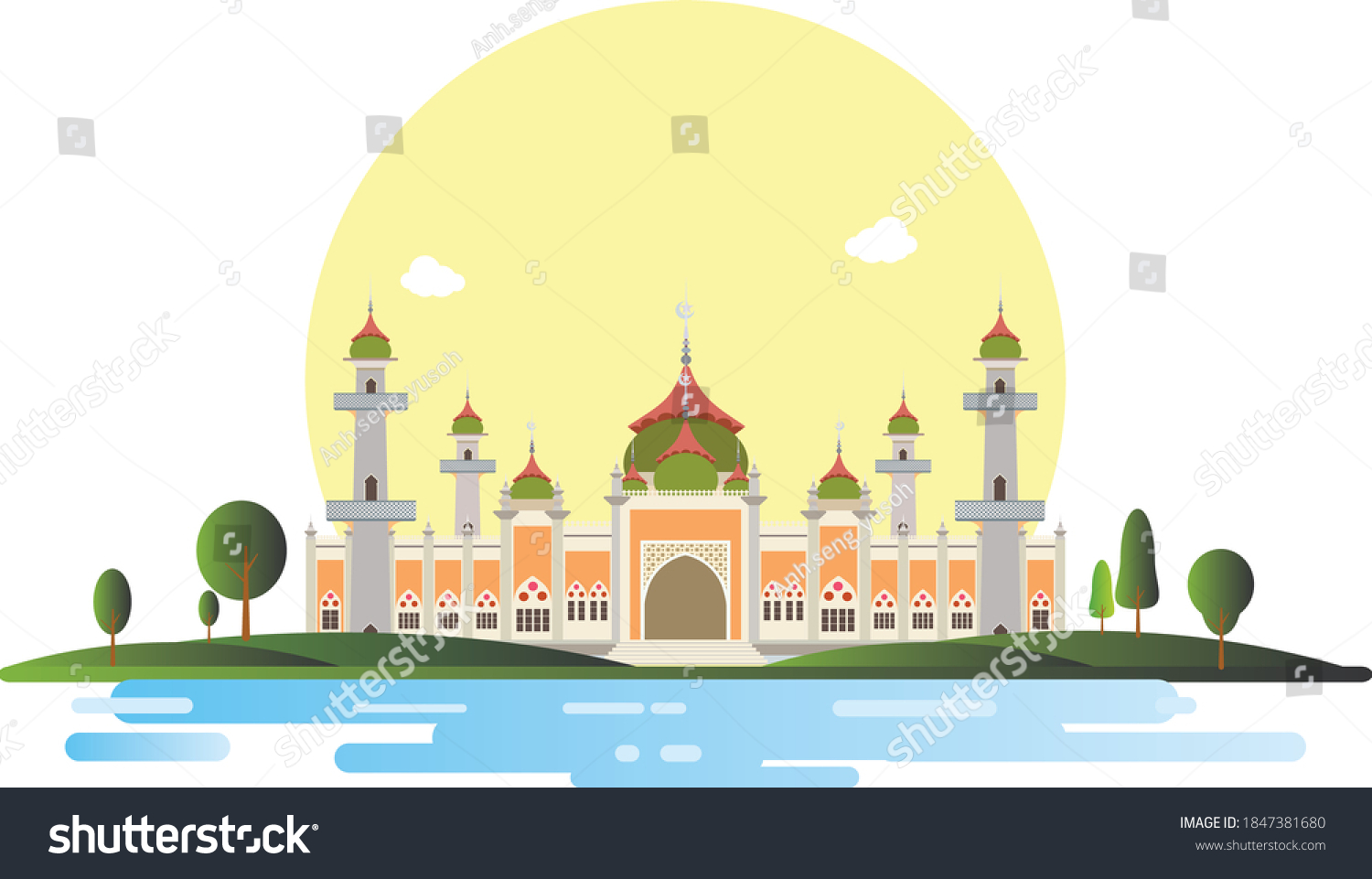 Number One Beautiful Mosque Thailand Stock Vector (Royalty Free ...