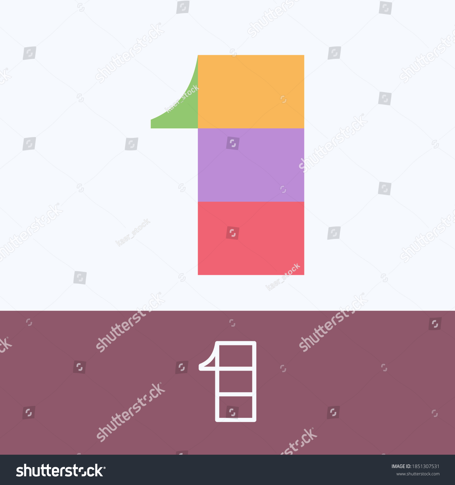 SVG of Number one logo made of block pattern with pretty dim colors. Vector template perfect to use in a cute corporate identity, greeting packaging, wedding posters, clothes design, and others.  svg