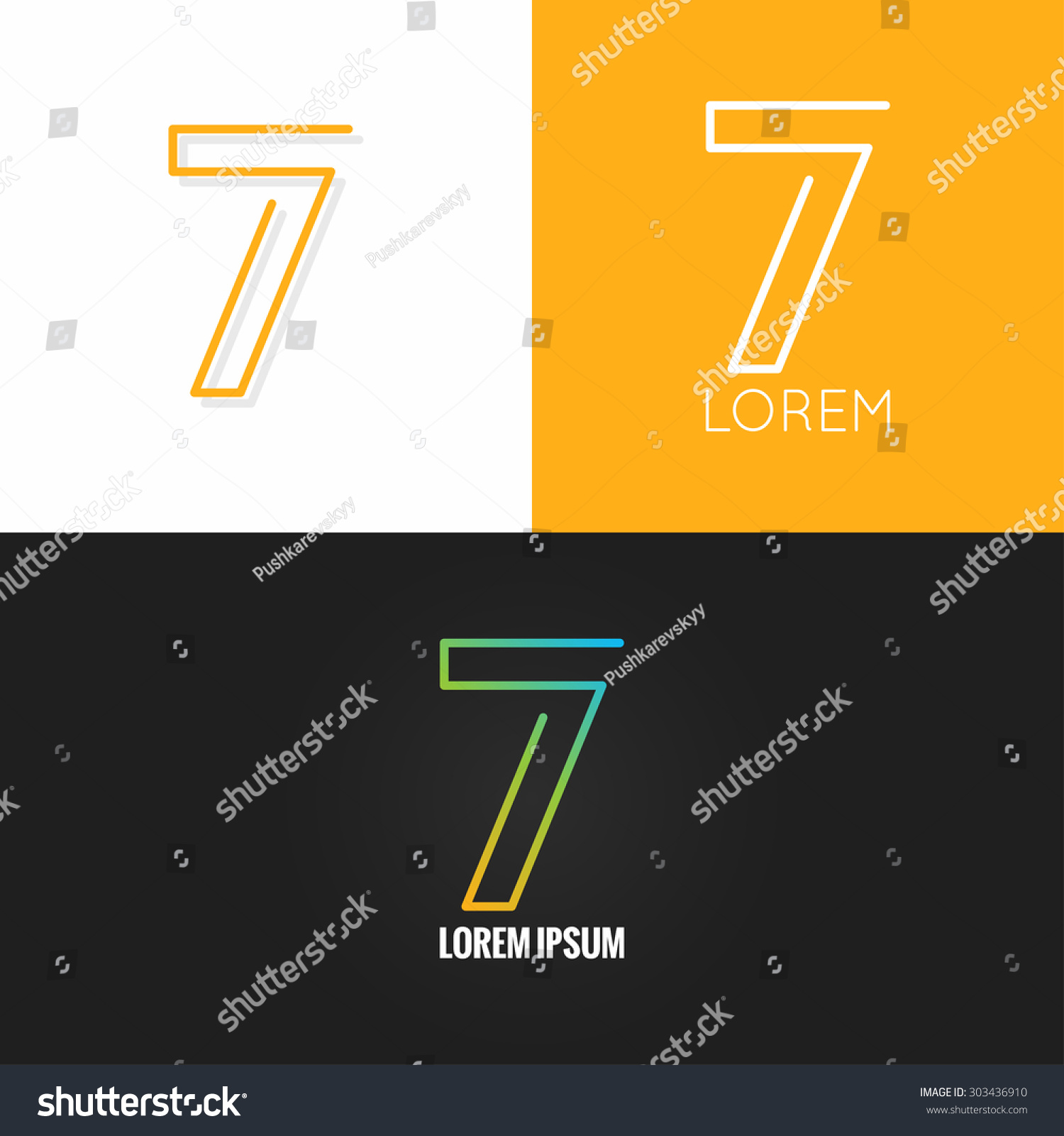 Number Seven 7 Logo Design Icon Set Background Stock Vector ...