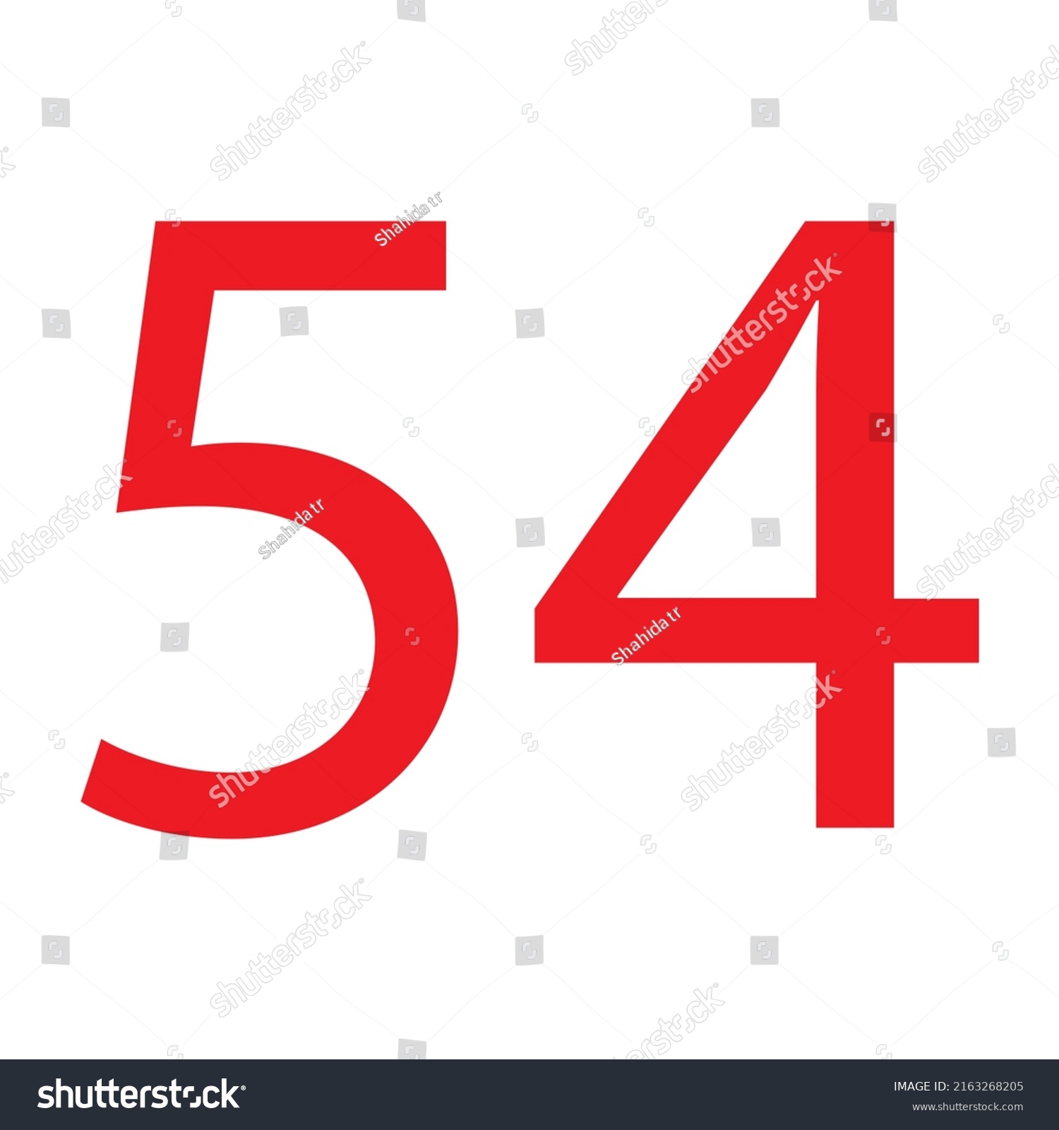 Number 54 Simple Clip Art Vector Stock Vector (Royalty Free) 2163268205 ...