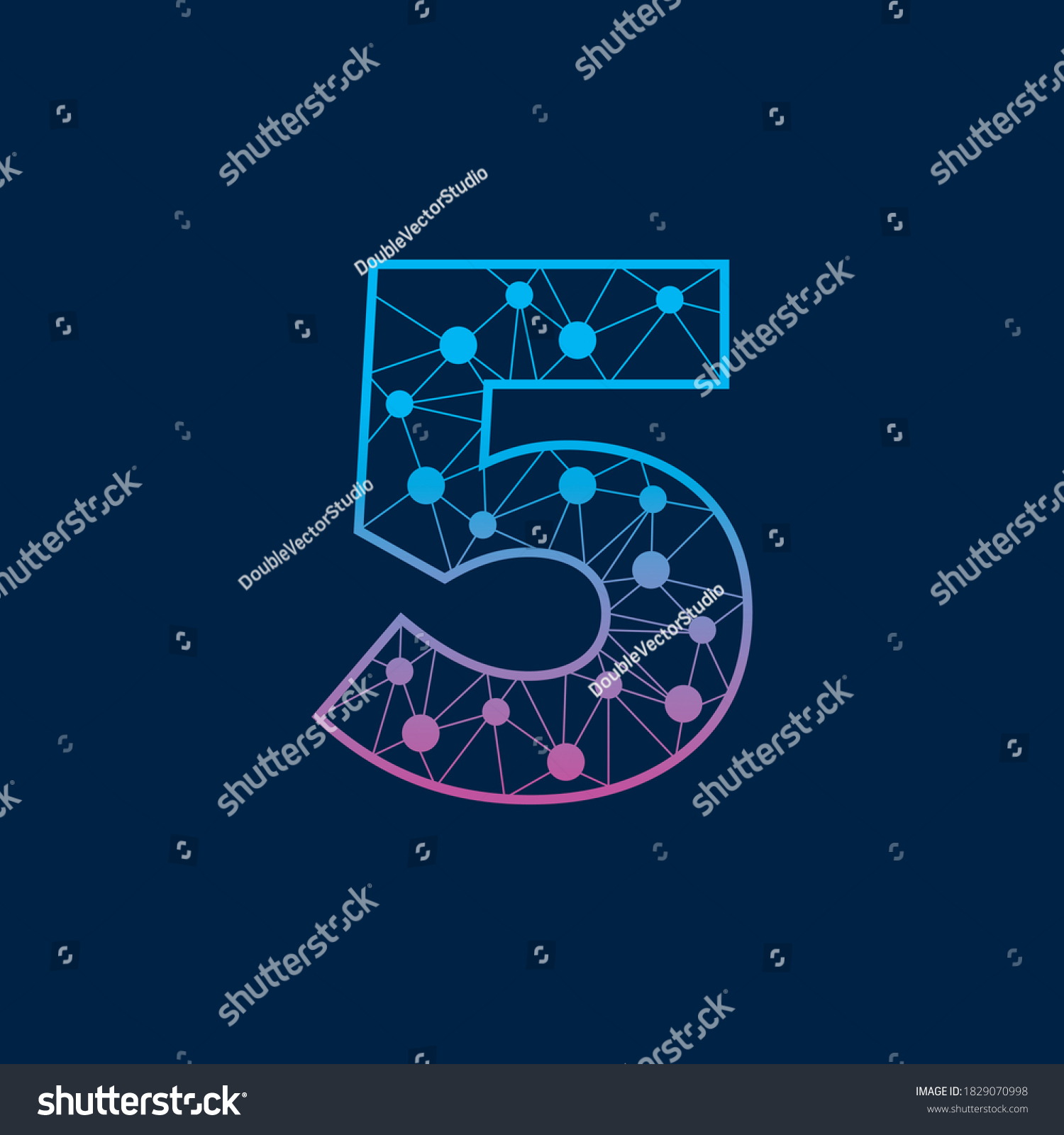 Number 5 Tech Network Logo Symbol Stock Vector (Royalty Free) 1829070998