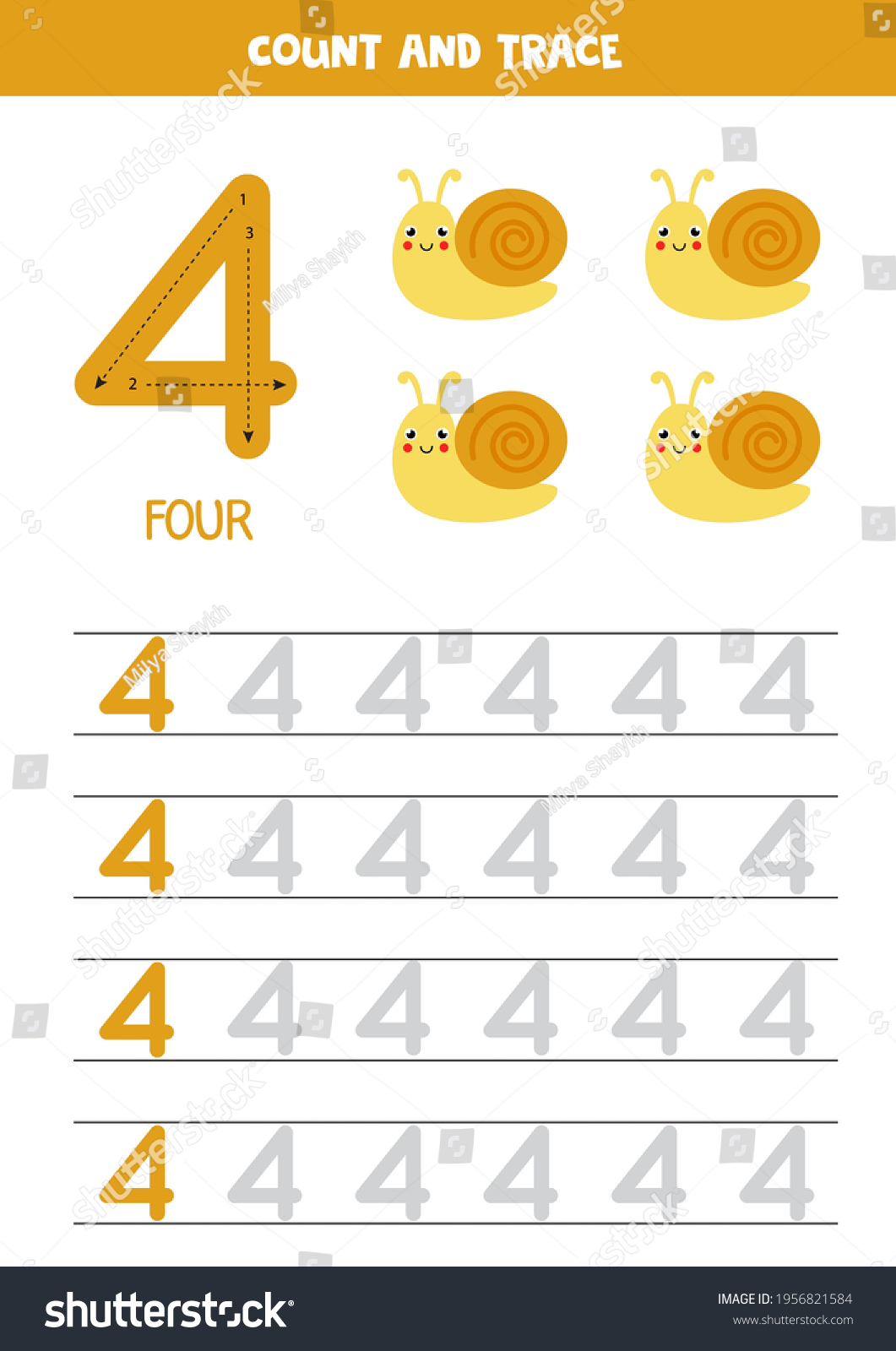 Number Tracing Worksheet Writing Number Four Stock Vector (Royalty Free Number Tracing Worksheet Writing Number Four Stock Vector (Royalty Free