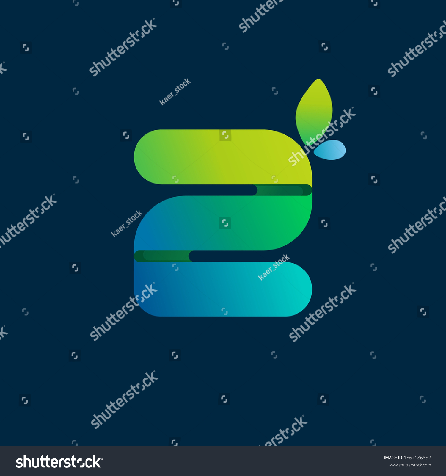 SVG of Number two green gradient eco logo. Vector one line colorful typeface for agriculture branding design, spring labels, garden posters, environment identity etc. svg