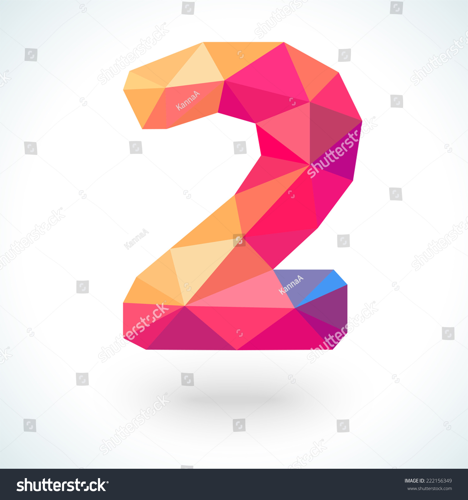 Number Two Modern Polygonal Crystal Style Stock Vector 222156349 ...