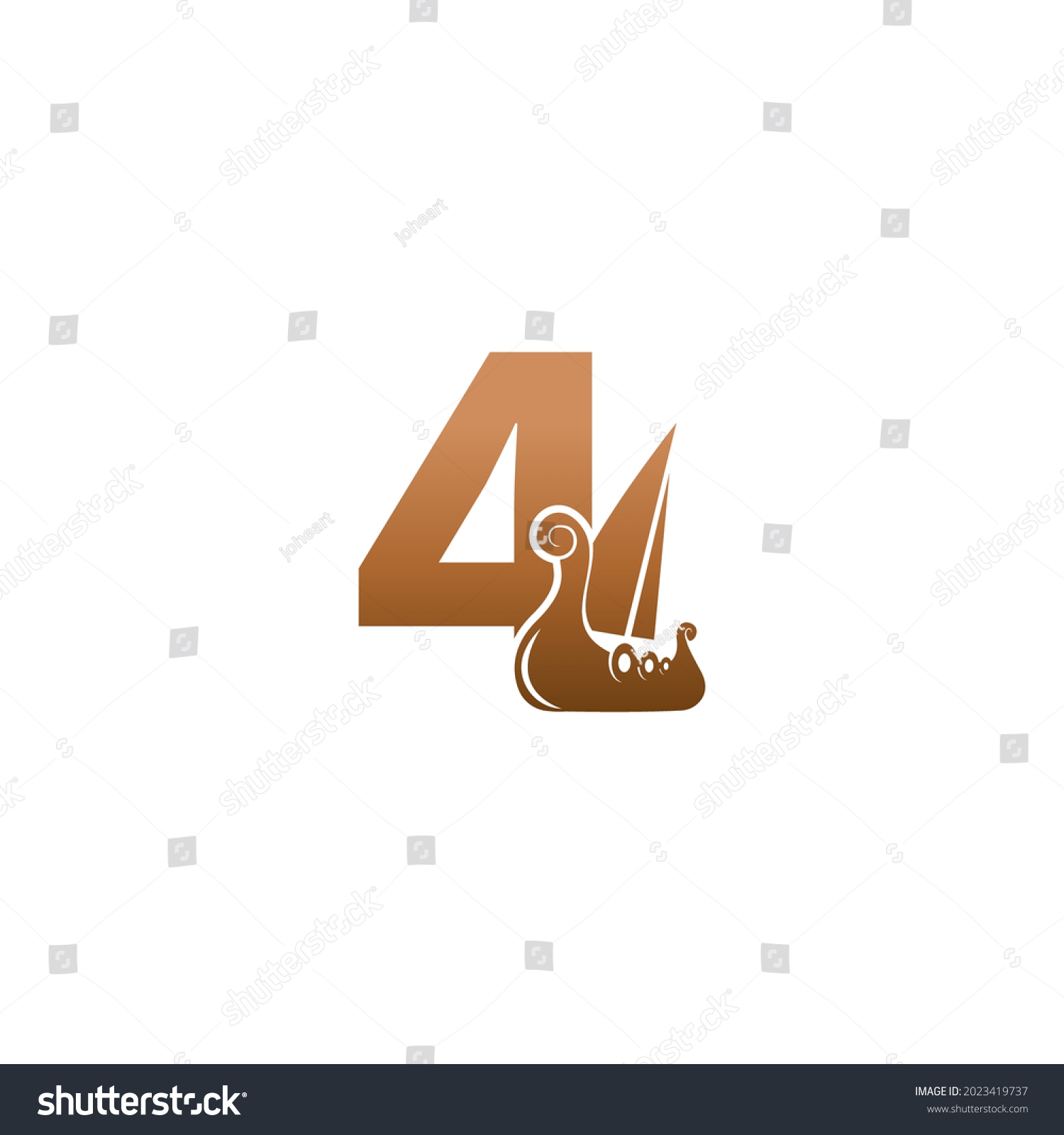 SVG of Number 4 with logo icon viking sailboat design template illustration svg