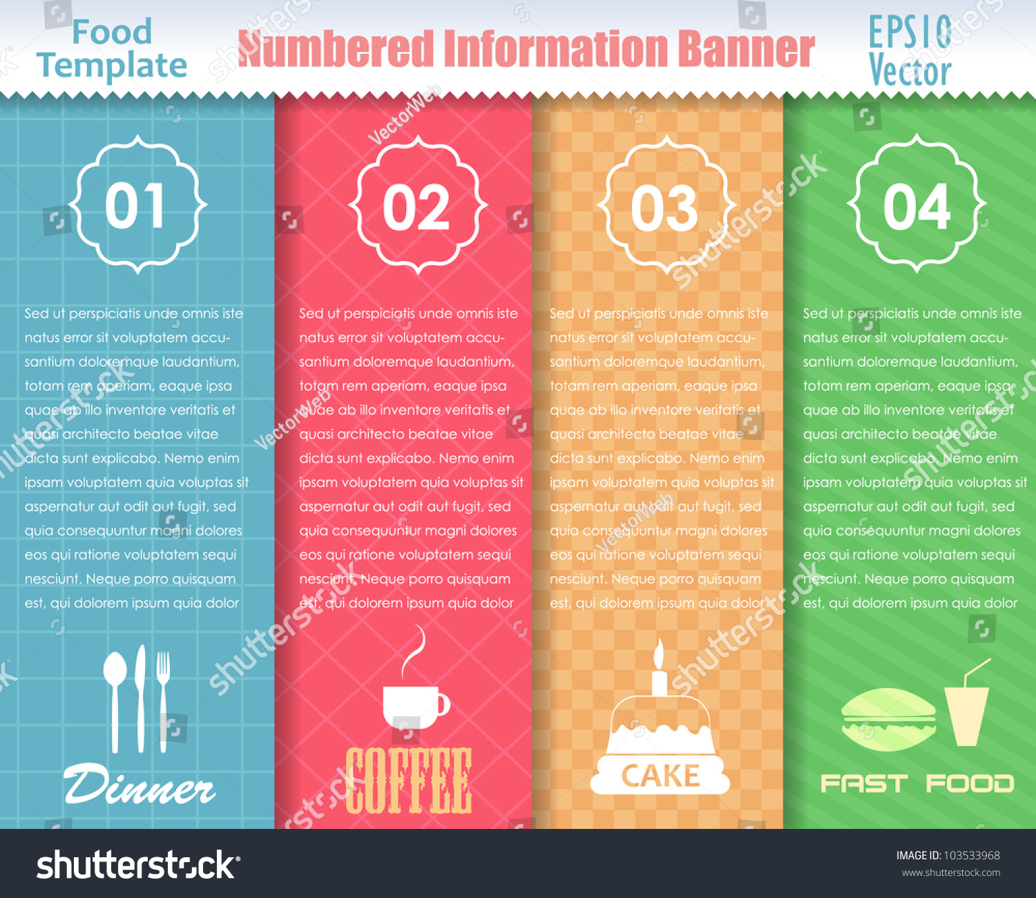 Numbered Information Food Template Banner Vintage Stock Vector 103533968 Shutterstock Food Banner Design Template Free