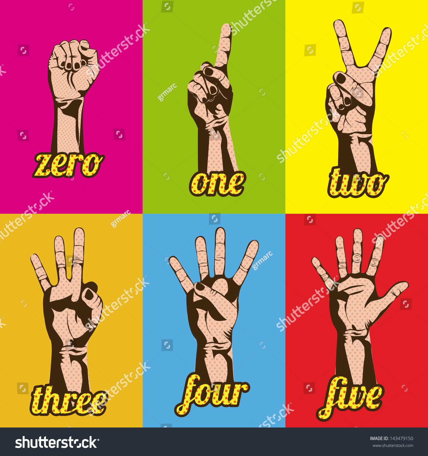 SVG of numbers and hands over variety of colors vector illustration svg