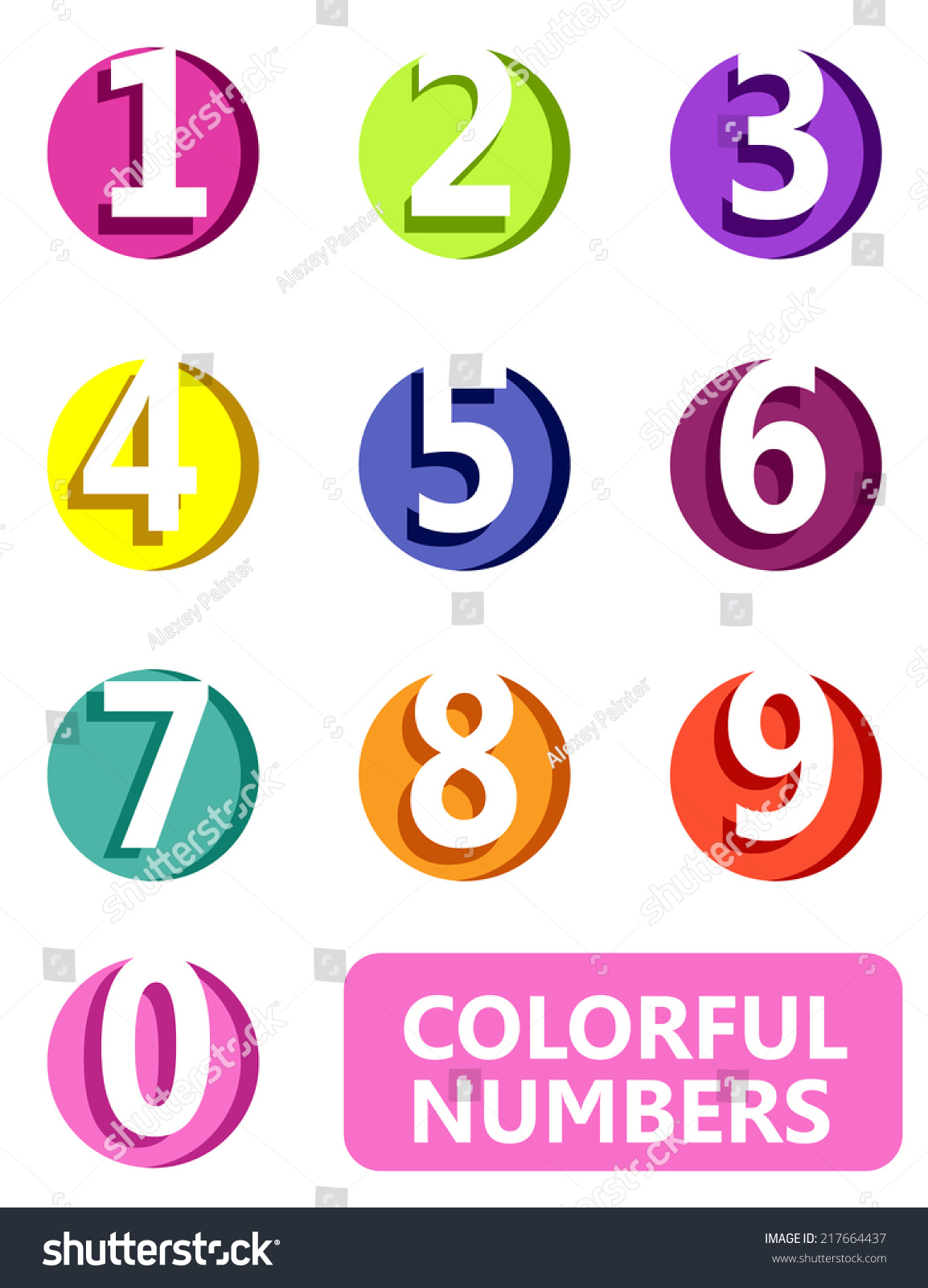 Numbers Colorful Design Over White Background Stock Vector 217664437 ...