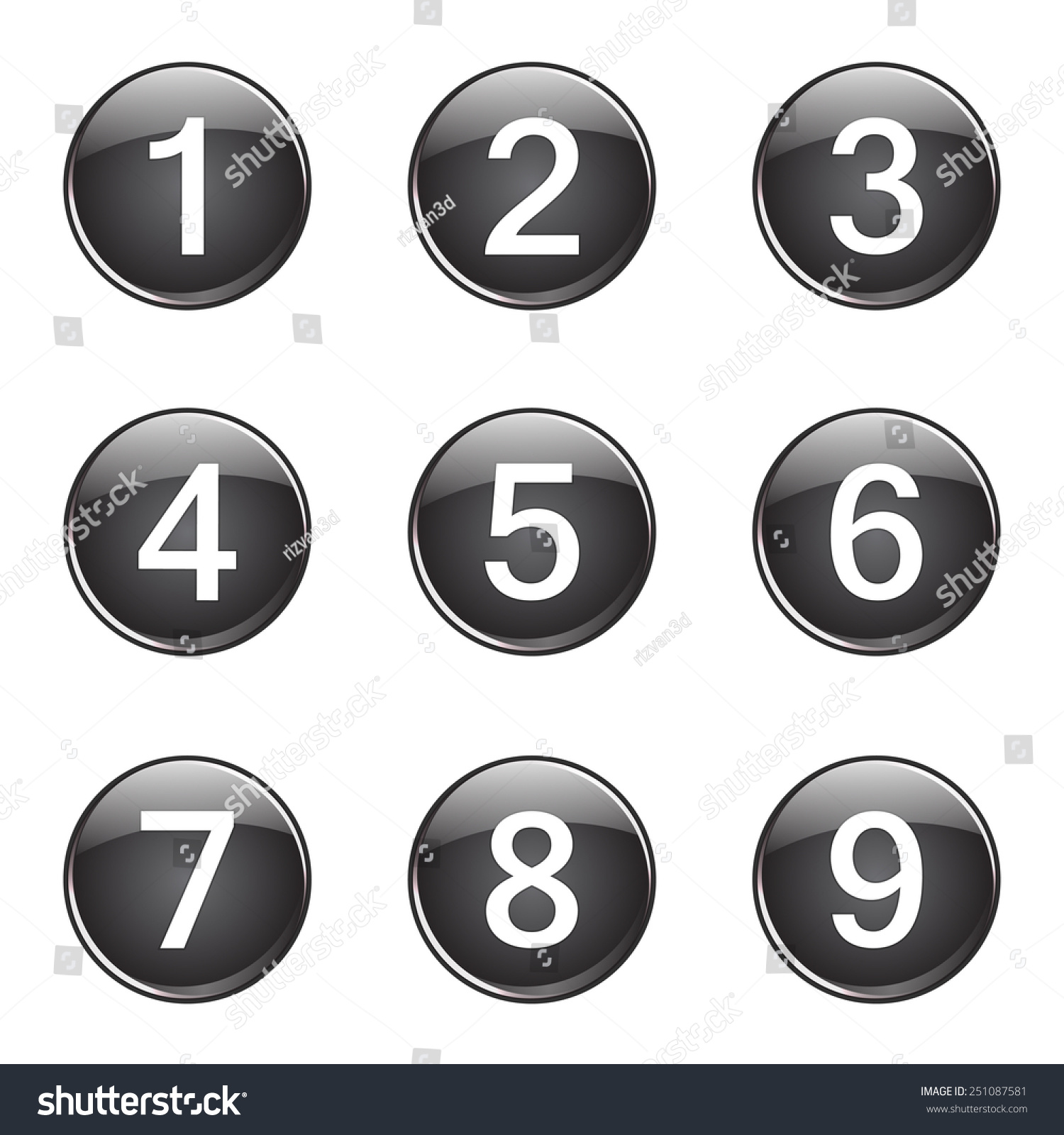 Numbers Counting Black Vector Button Icon Stock Vector 251087581 ...