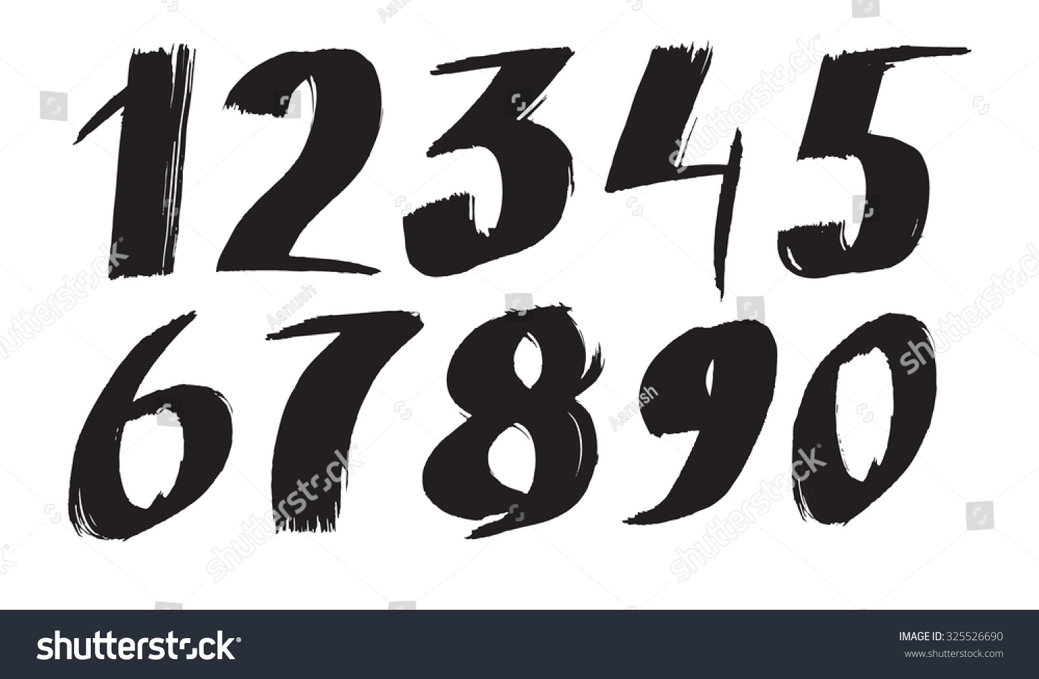 Numbers Ink Drawn Illustration Vector Stock Vector (royalty Free) 325526690