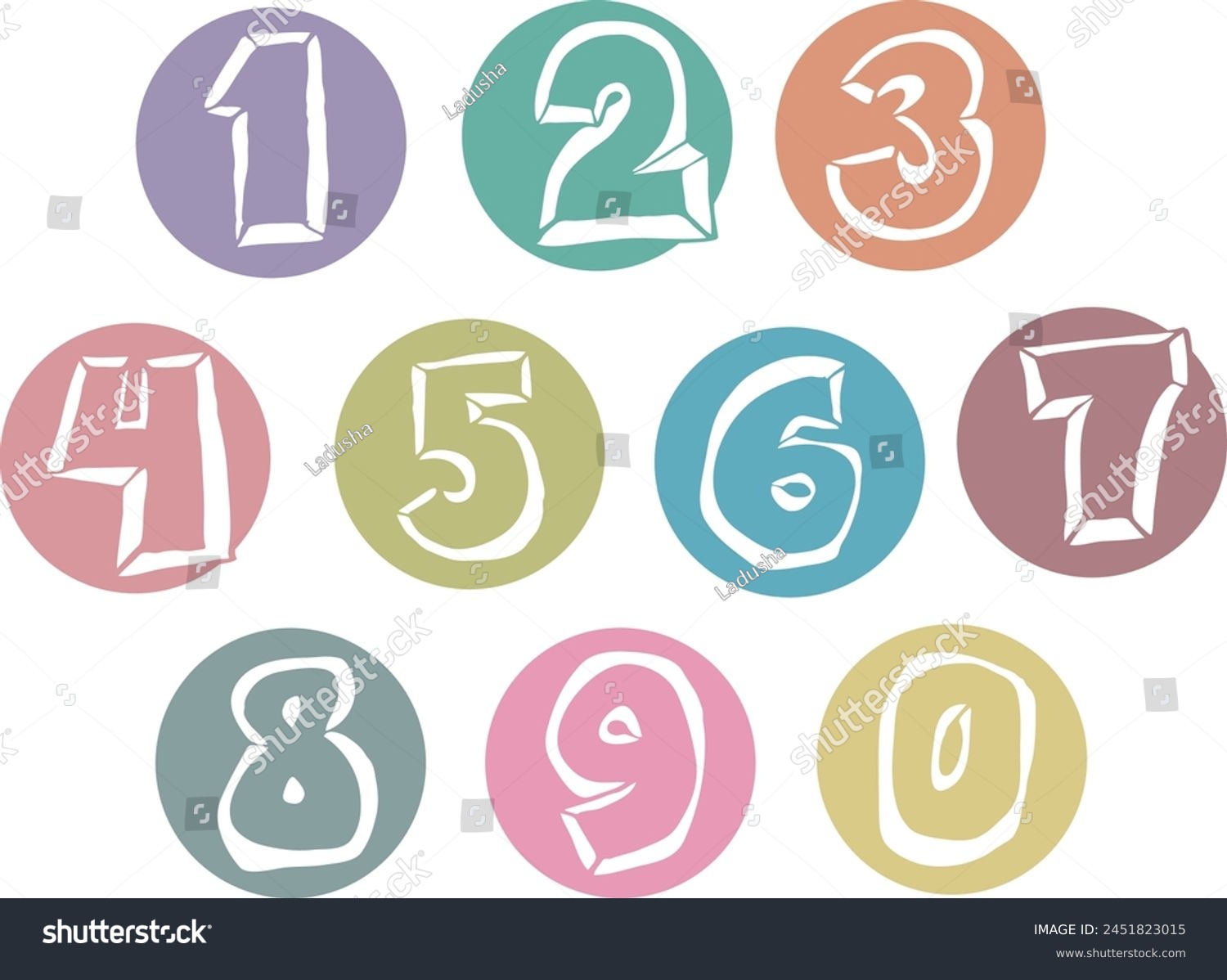 SVG of Numbers set for greeting cards, birthday or wedding invitation. Hand drawn illustration, cartoon style. 1234567890. Decorative vector element geometric or floral design. svg