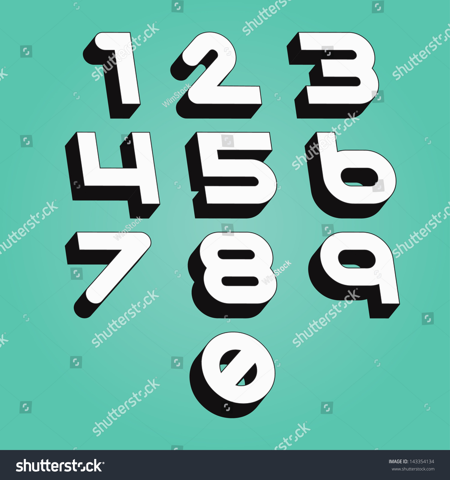Numbers Set Retro Style Stock Vector (Royalty Free) 143354134 ...