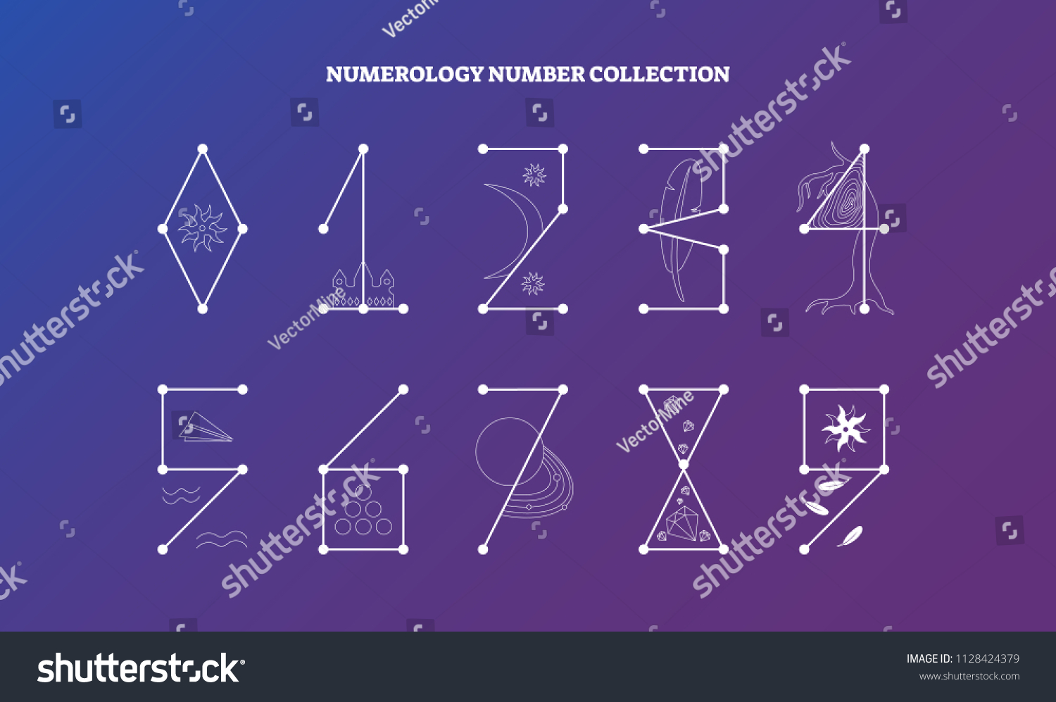 Numerology Numbers Symbolic Meaning Design Vector Stock Vector (Royalty