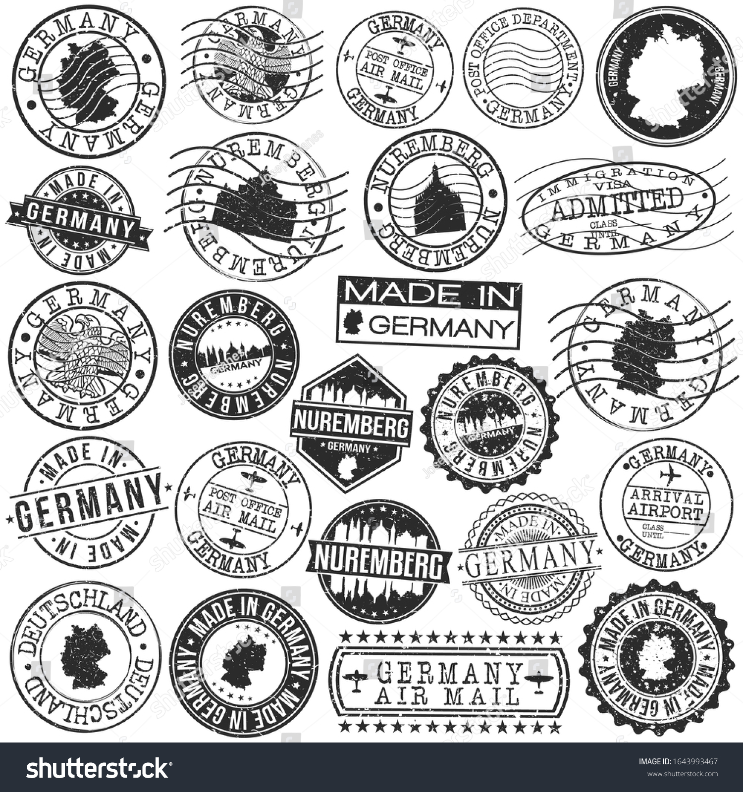 Nuremberg Germany Set Stamp Vector Art Stock Vector Royalty Free 1643993467