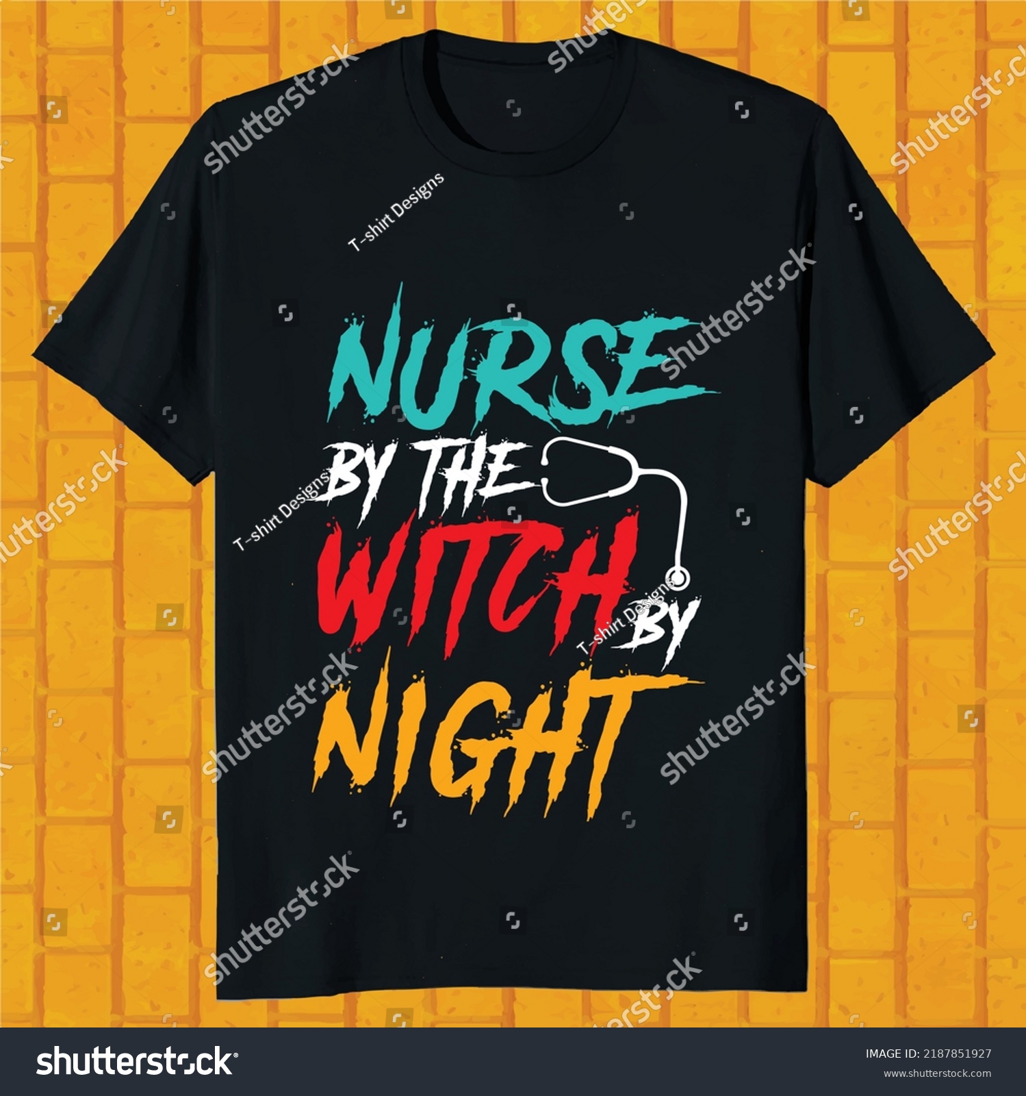 SVG of nurse by the witch by night hello ween t-shirt design svg