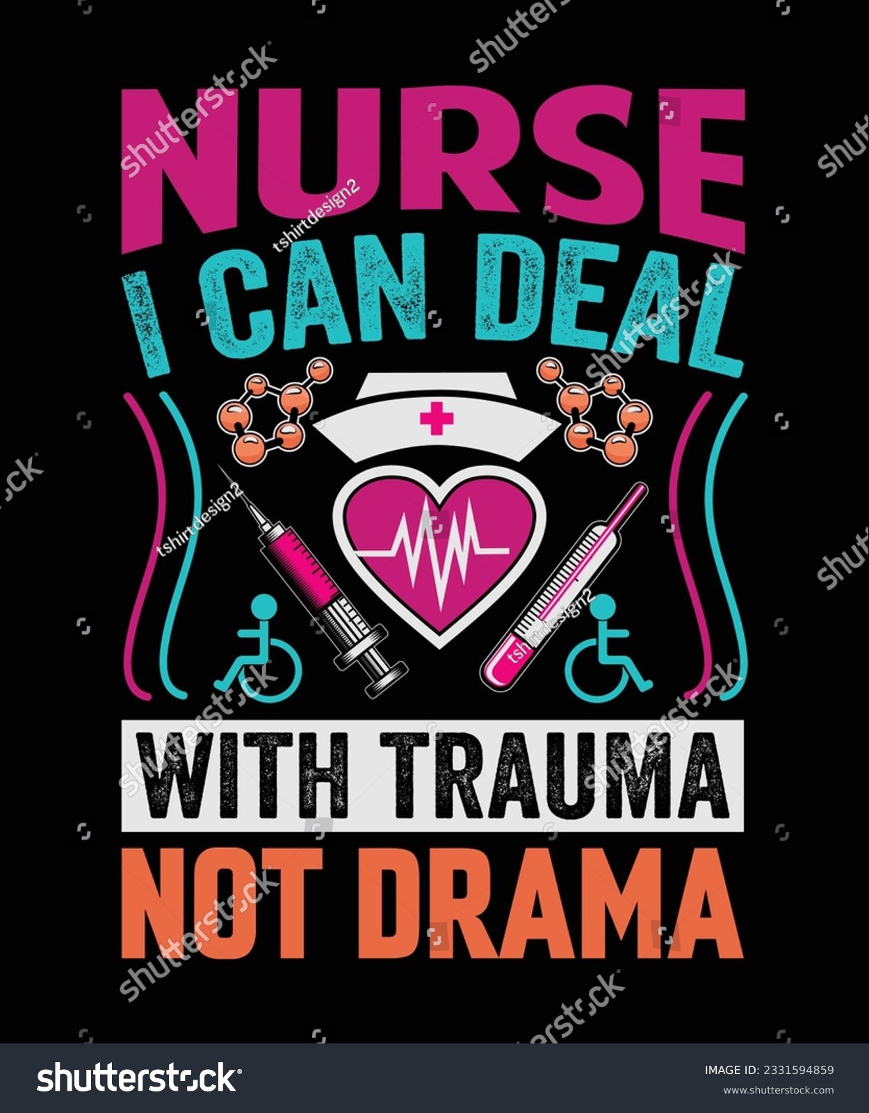 SVG of Nurse I Can Deal With Trauma Not Drama T-Shirt Design svg