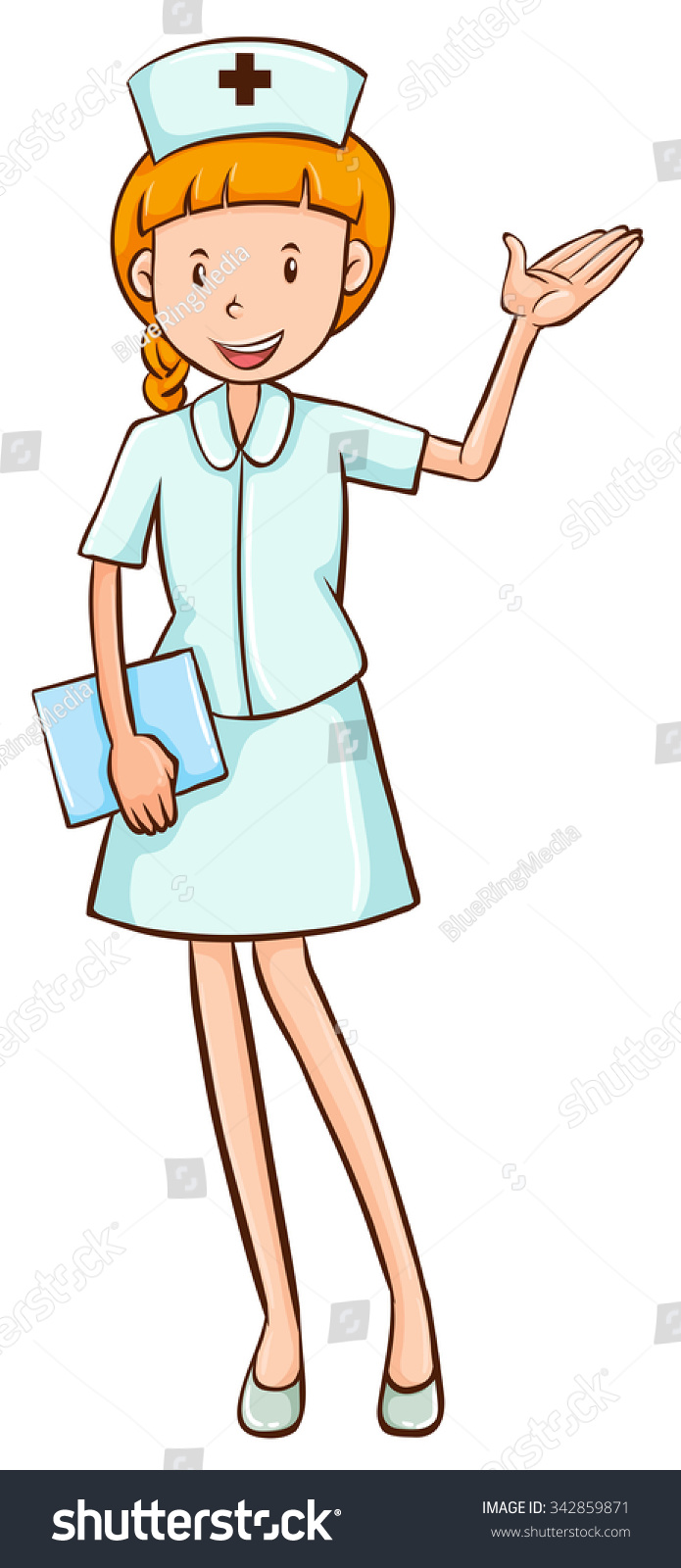 Nurse White Uniform Waving Illustration Stock Vector (Royalty Free ...